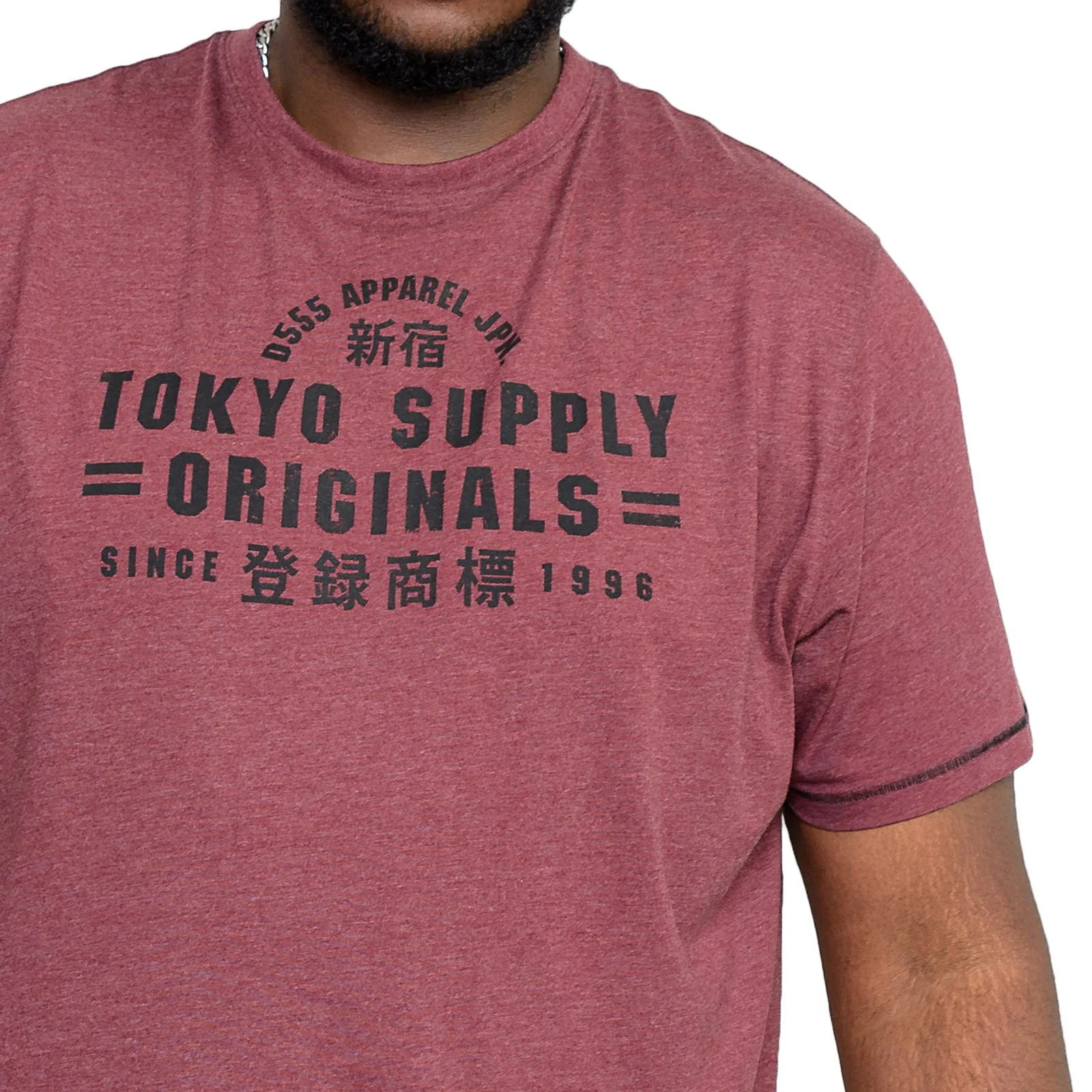 Duke D555 Mens Linton Big & Tall Tokyo Supplies Print T-Shirt - Burgundy - Image 2