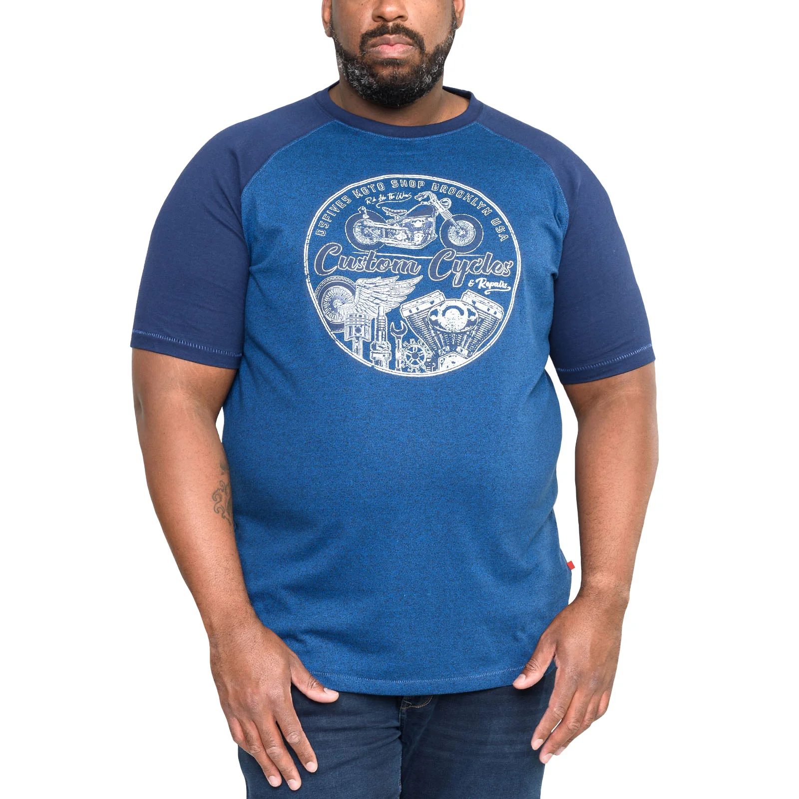 Duke D555 Mens Porter Big & Tall Custom Motorcycle T-Shirt - Blue