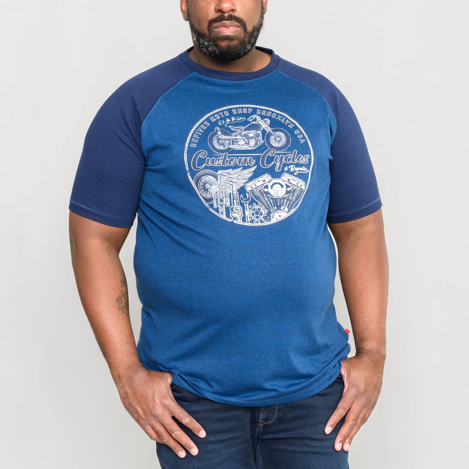 Duke D555 Mens Porter Big & Tall Custom Motorcycle T-Shirt - Blue - Image 2