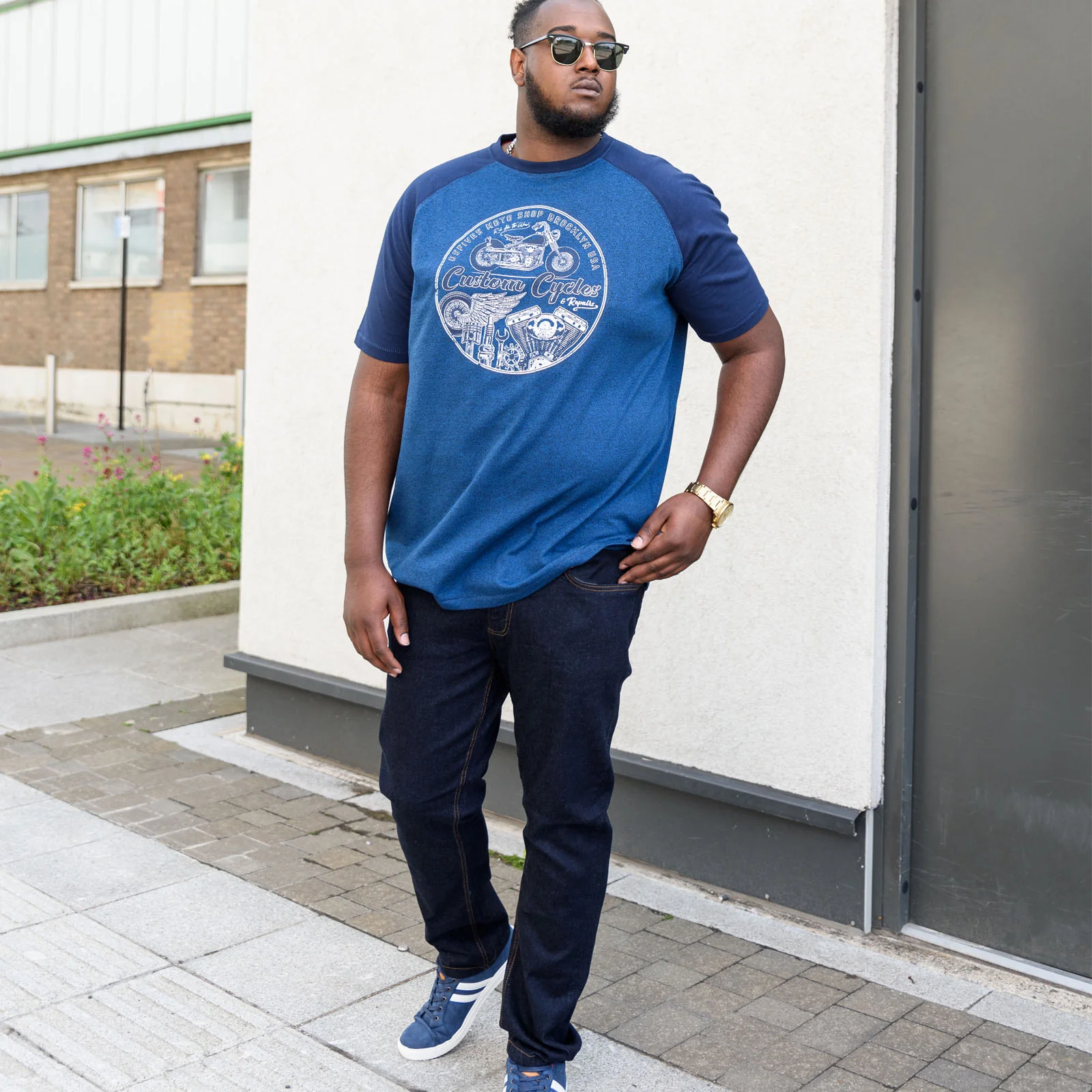 Duke D555 Mens Porter Big & Tall Custom Motorcycle T-Shirt - Blue - Image 3