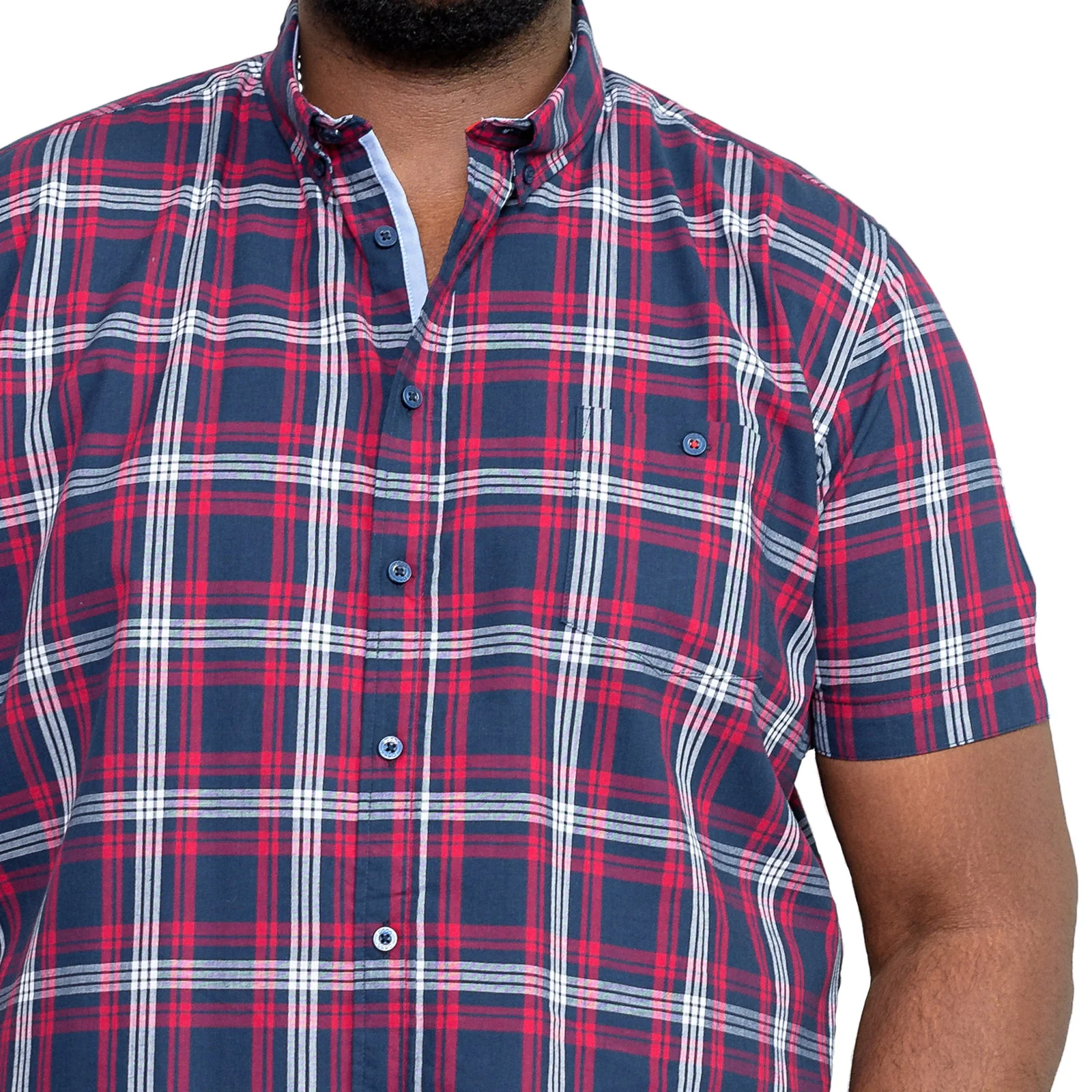 Duke D555 Mens Ripley Big & Tall Button Down Checkered Shirt - Navy - Image 2
