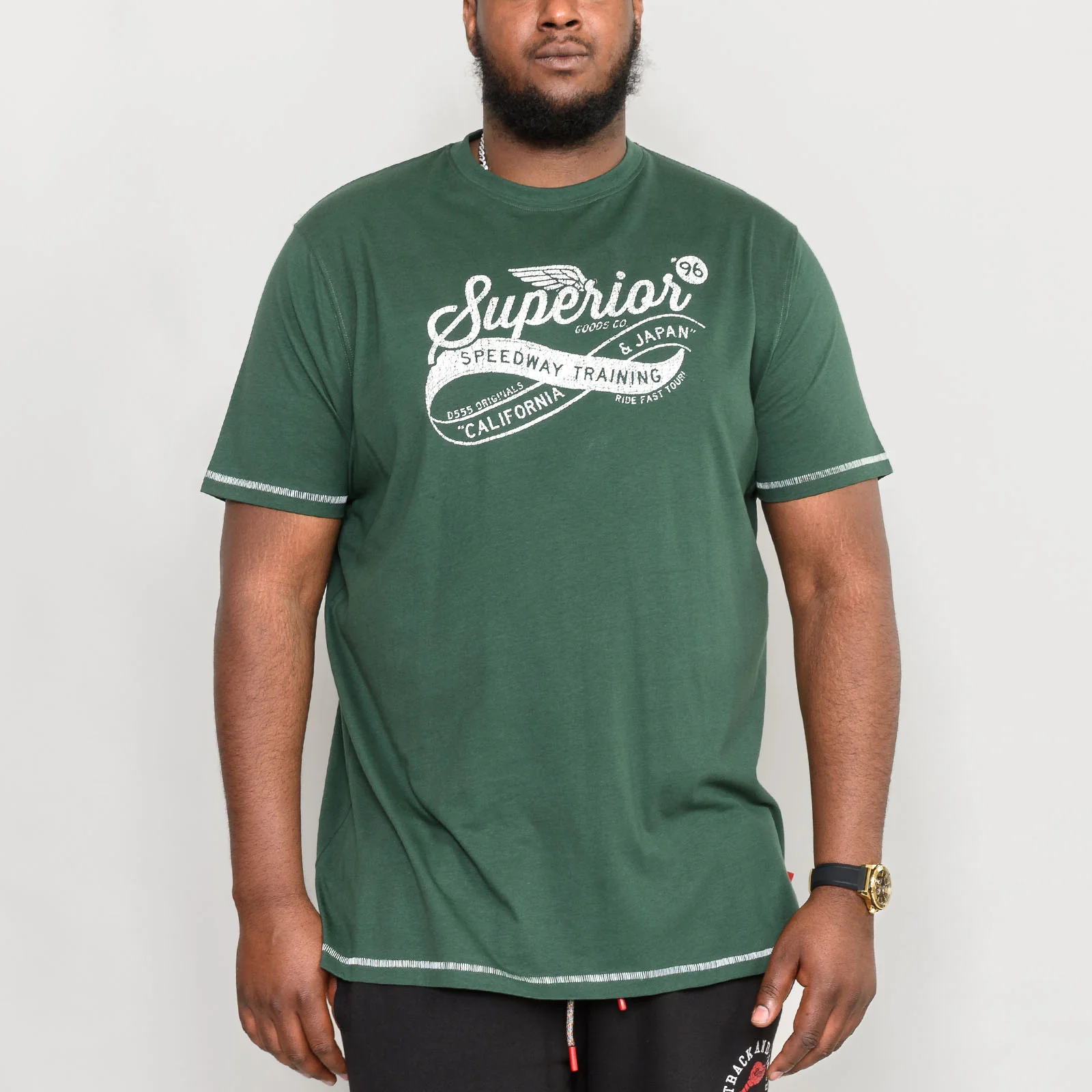 Duke D555 Mens Whitechapel Big & Tall Speedway Print T-Shirt - Green - Image 2