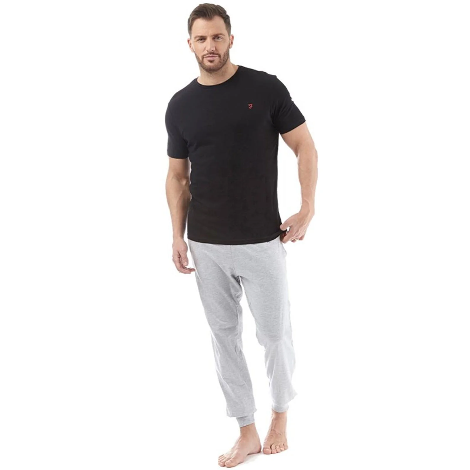 Farah Mens Merion 3 Pack Casual Cotton Crew Neck Lounge T-Shirt  - Multi - Image 2