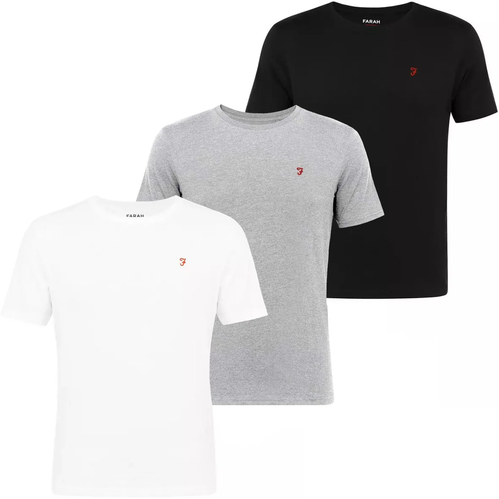 Farah Mens Merion 3 Pack Casual Cotton Crew Neck Lounge T-Shirt  - Multi - Image 5