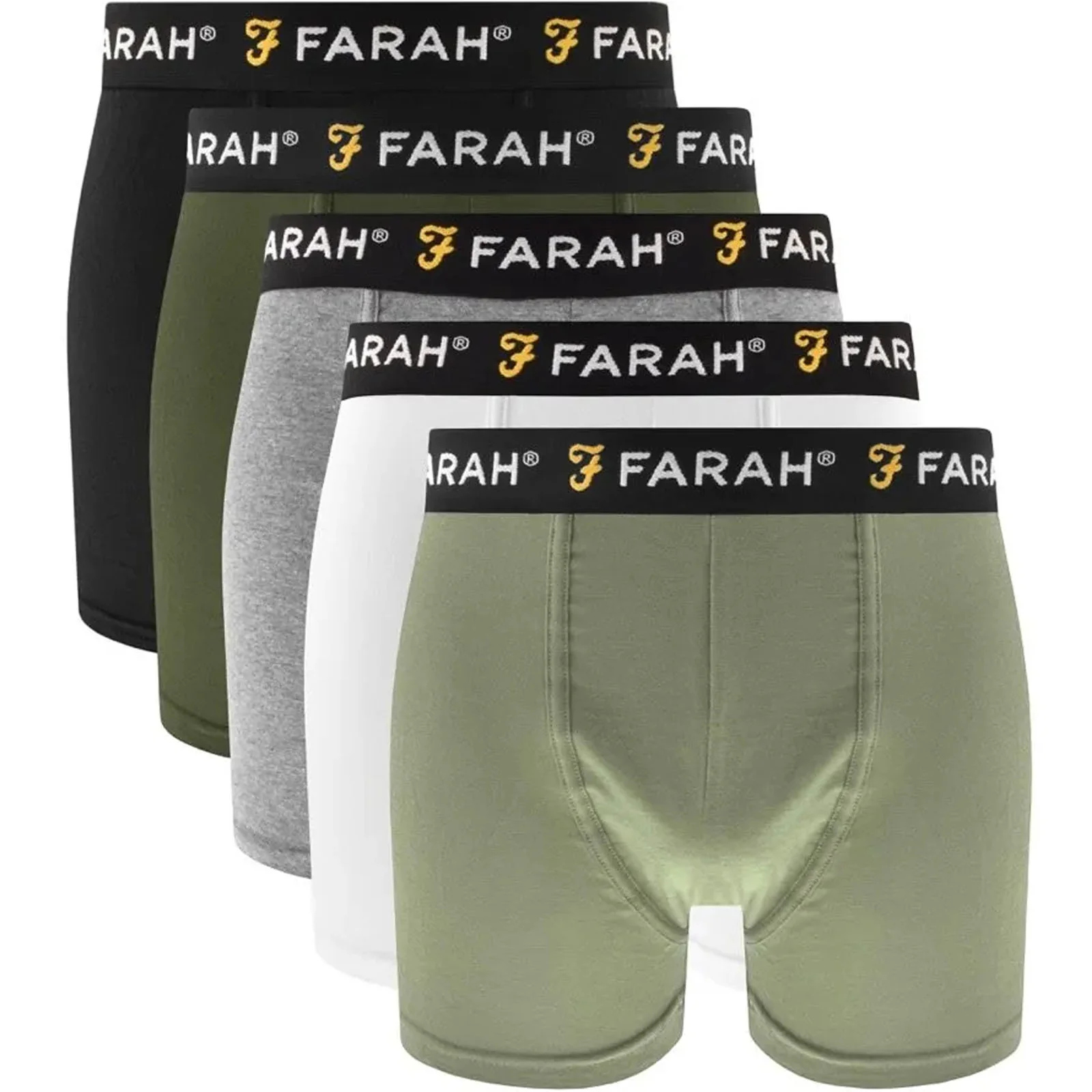 Farah Mens Renzo 5 Pack Elasticated Boxer Shorts - Assorted