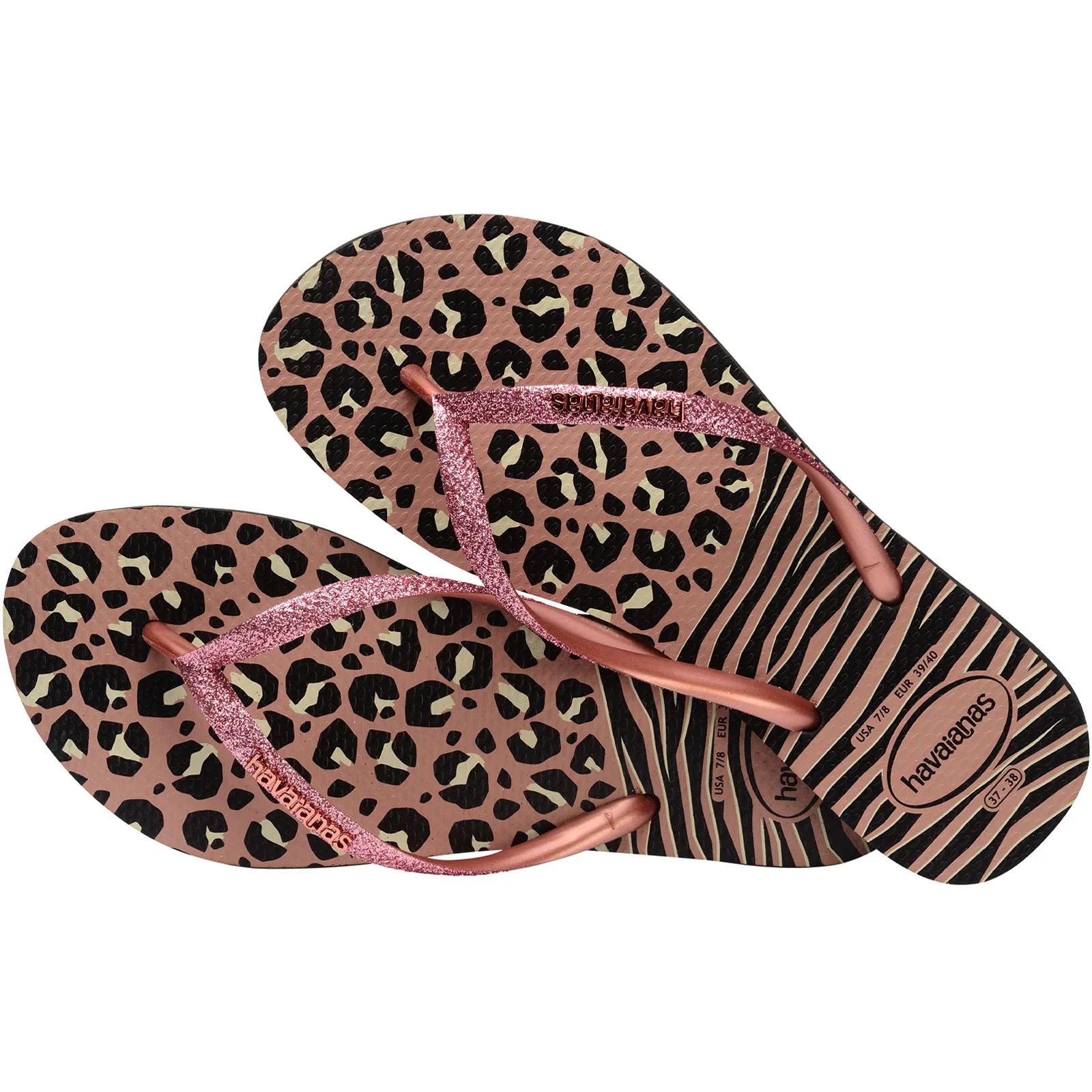 Havaianas Slim Animal Mix Summer Flip Flops - Black/Gold - Image 4