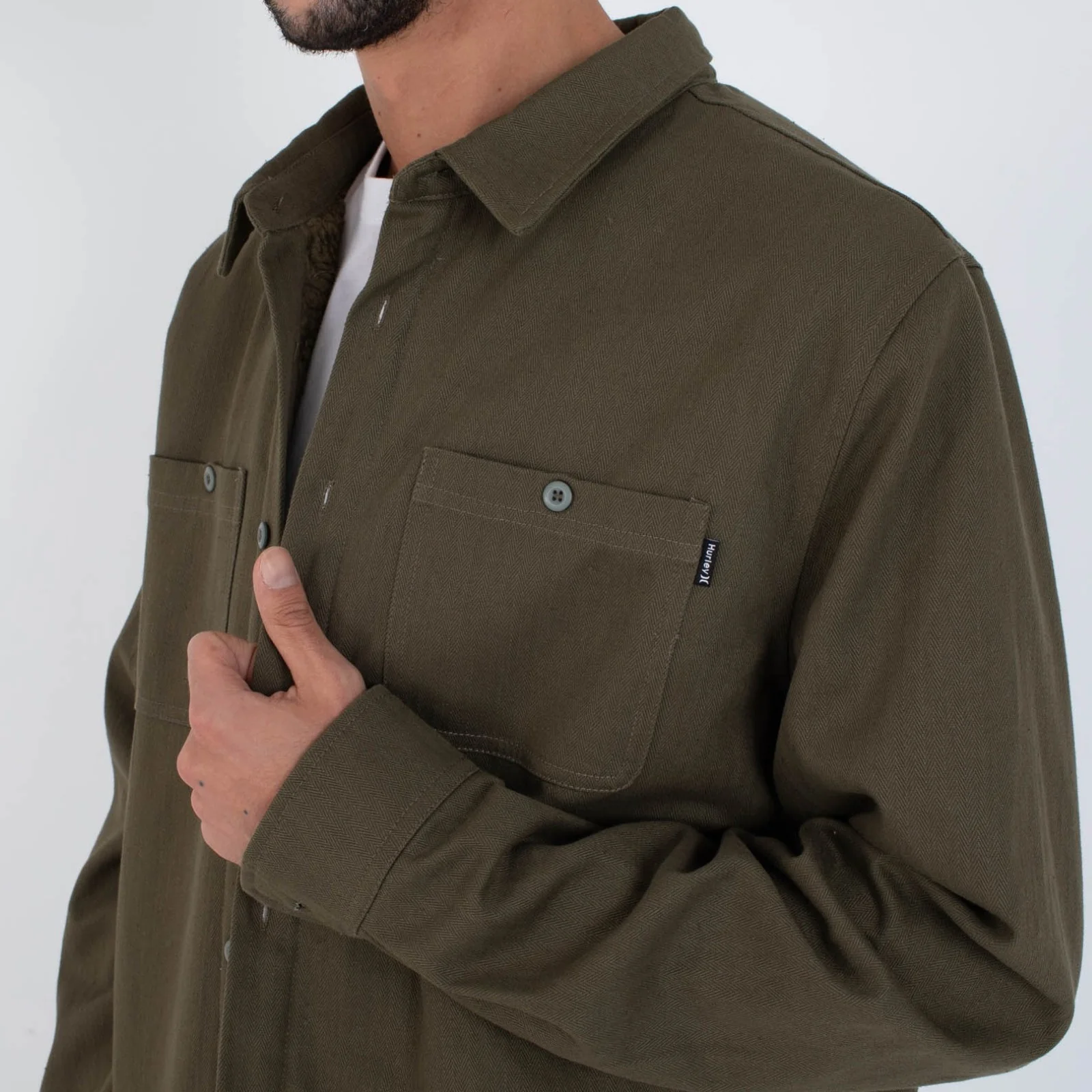 Hurley Mens Union High Pile Jacket Long Sleeve Shirt - Image 5