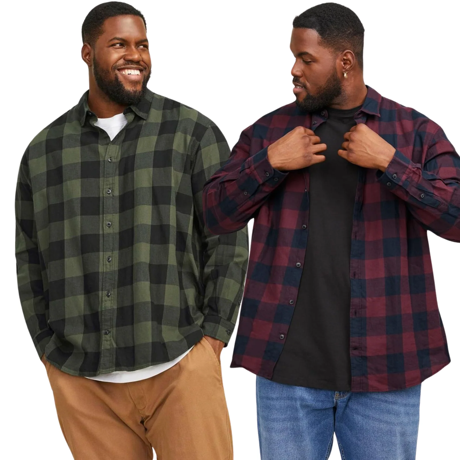 Jack & Jones Mens Gingham Big & Tall Twill Long Sleeve Checked Shirt