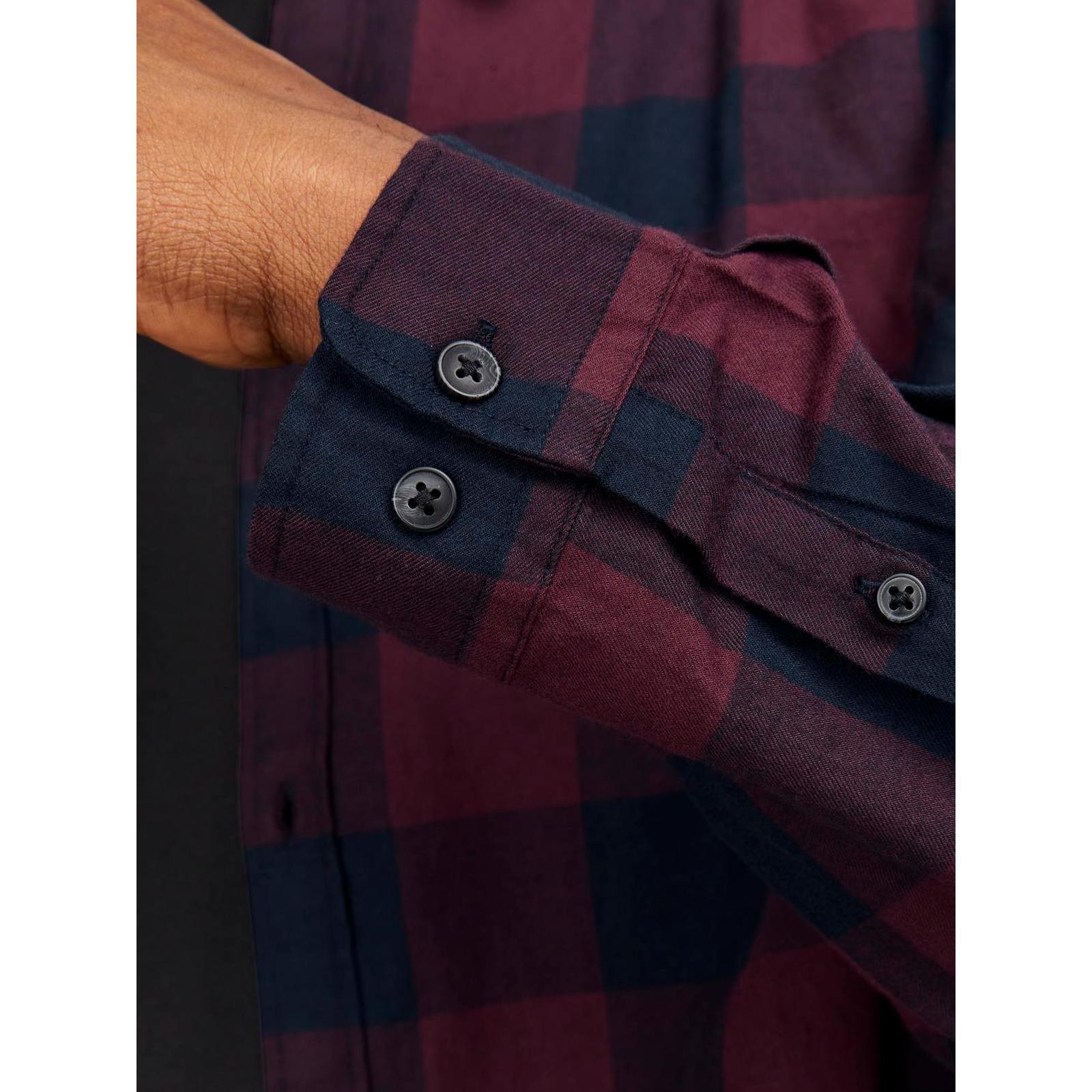 Jack & Jones Mens Gingham Big & Tall Twill Long Sleeve Checked Shirt - Image 13