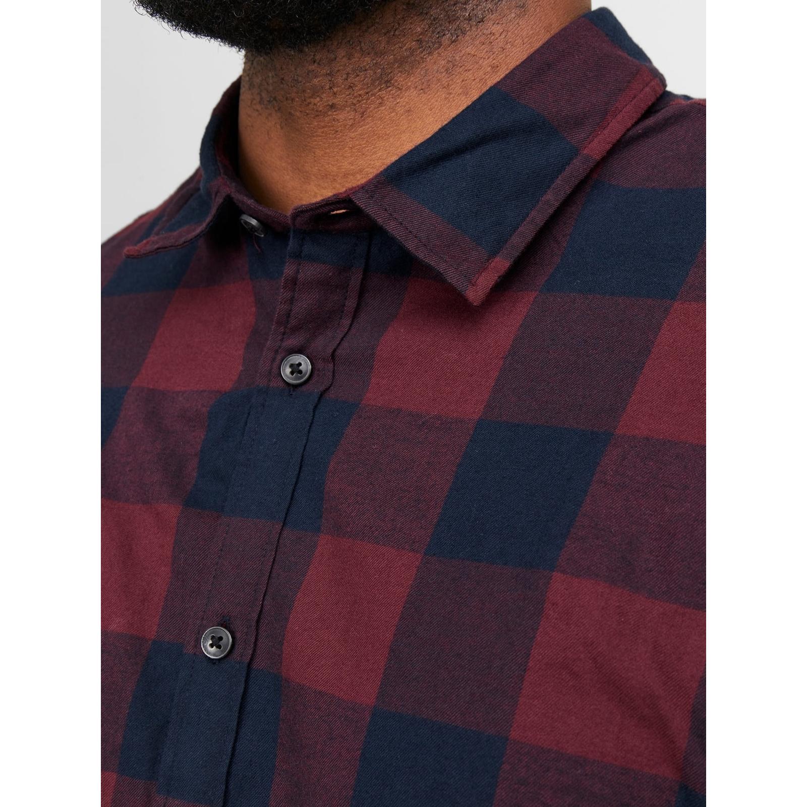 Jack & Jones Mens Gingham Big & Tall Twill Long Sleeve Checked Shirt - Image 15