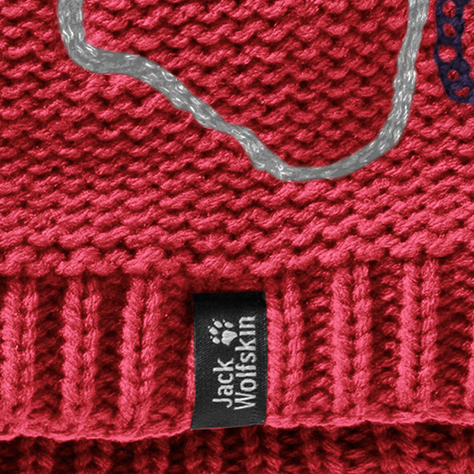 Jack Wolfskin Kids Paw Knit Thermal Bobble Hat - Tulip Red - Image 2