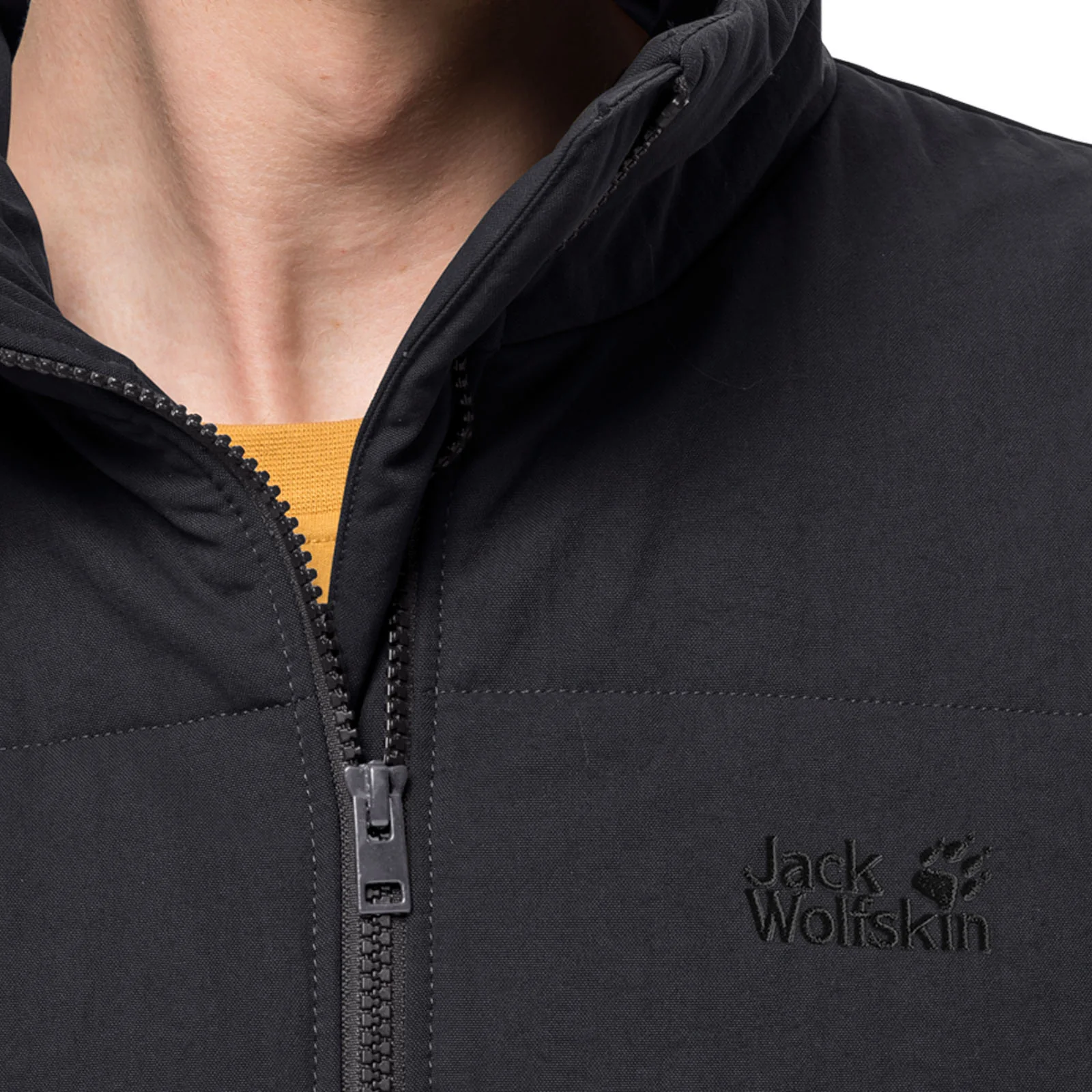 Jack Wolfskin Mens White Frost Windproof Water Repellent Gilet - Black - Image 3