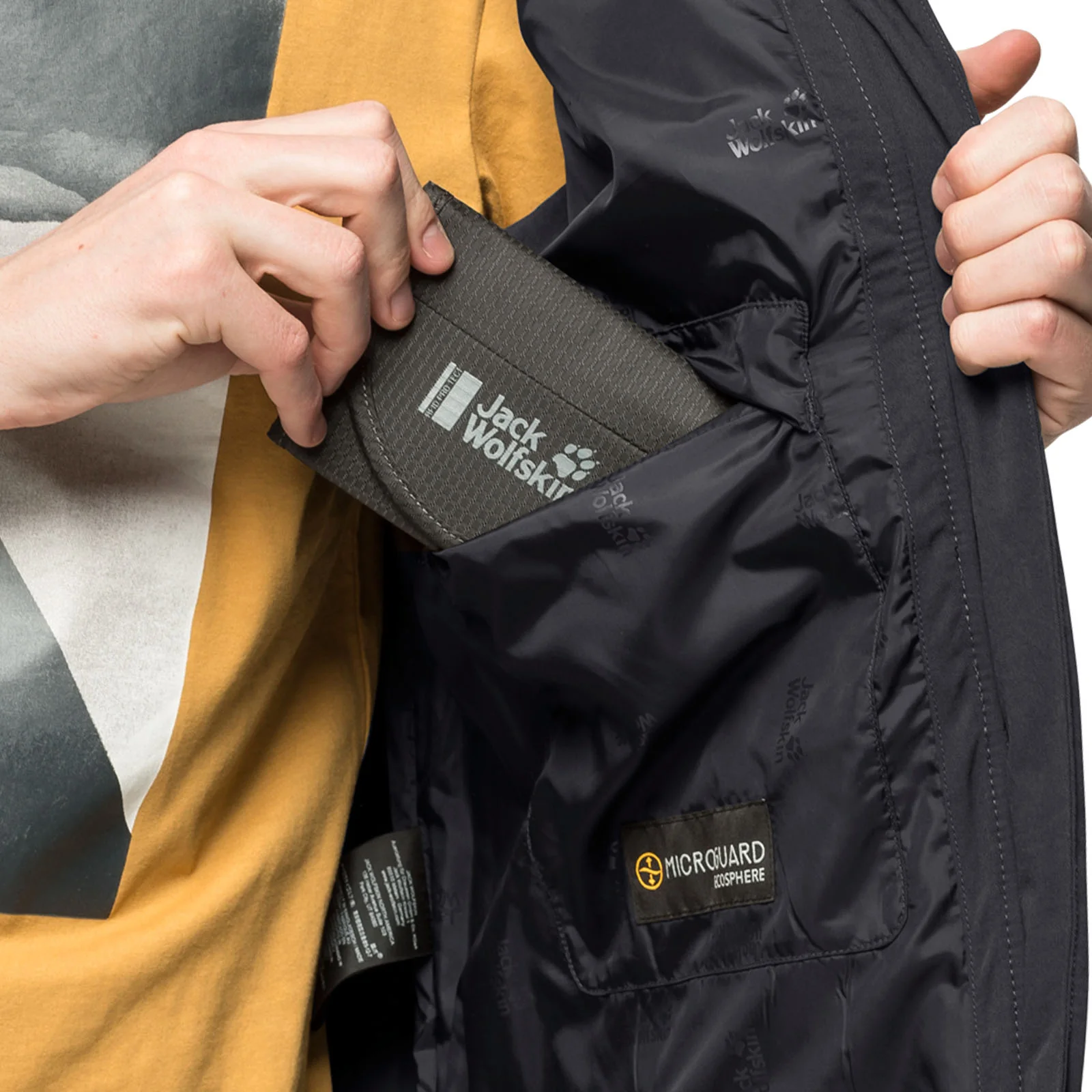 Jack Wolfskin Mens White Frost Windproof Water Repellent Gilet - Black - Image 5