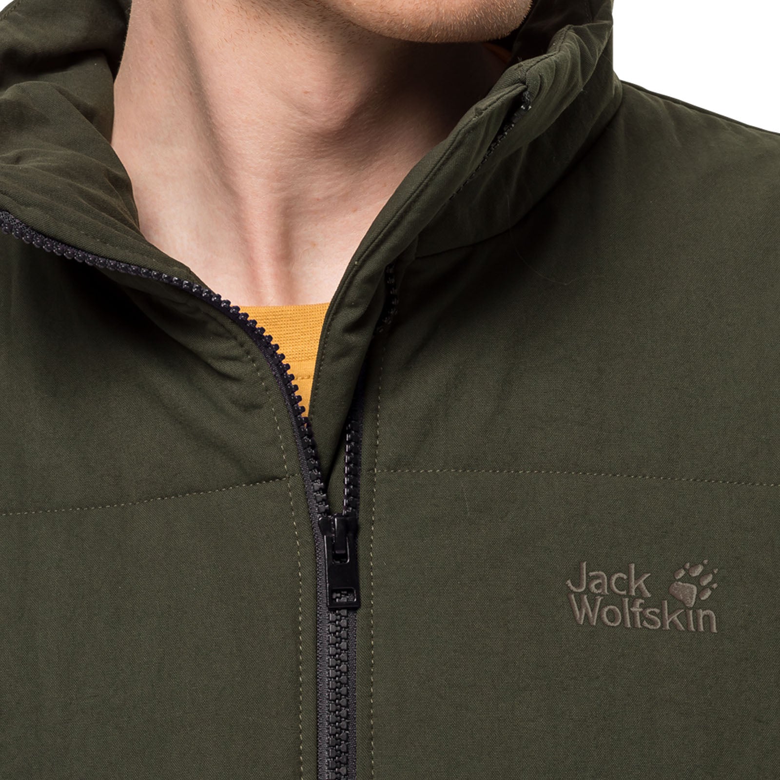 Jack Wolfskin Mens White Frost Windproof Water Repellent Gilet - Green - Image 3