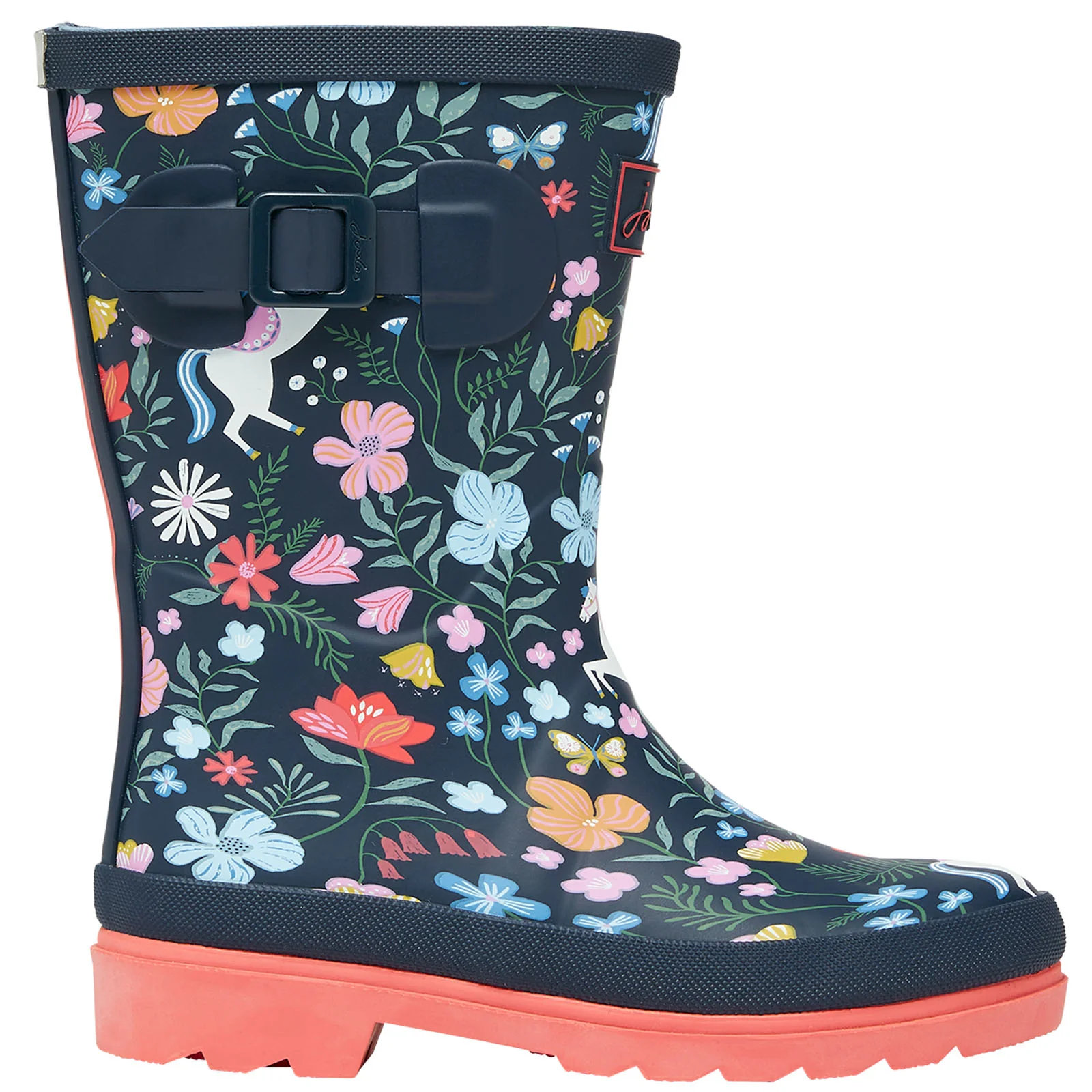 Joules Kids Junior Print Wellies - Navy Paisley - Image 4