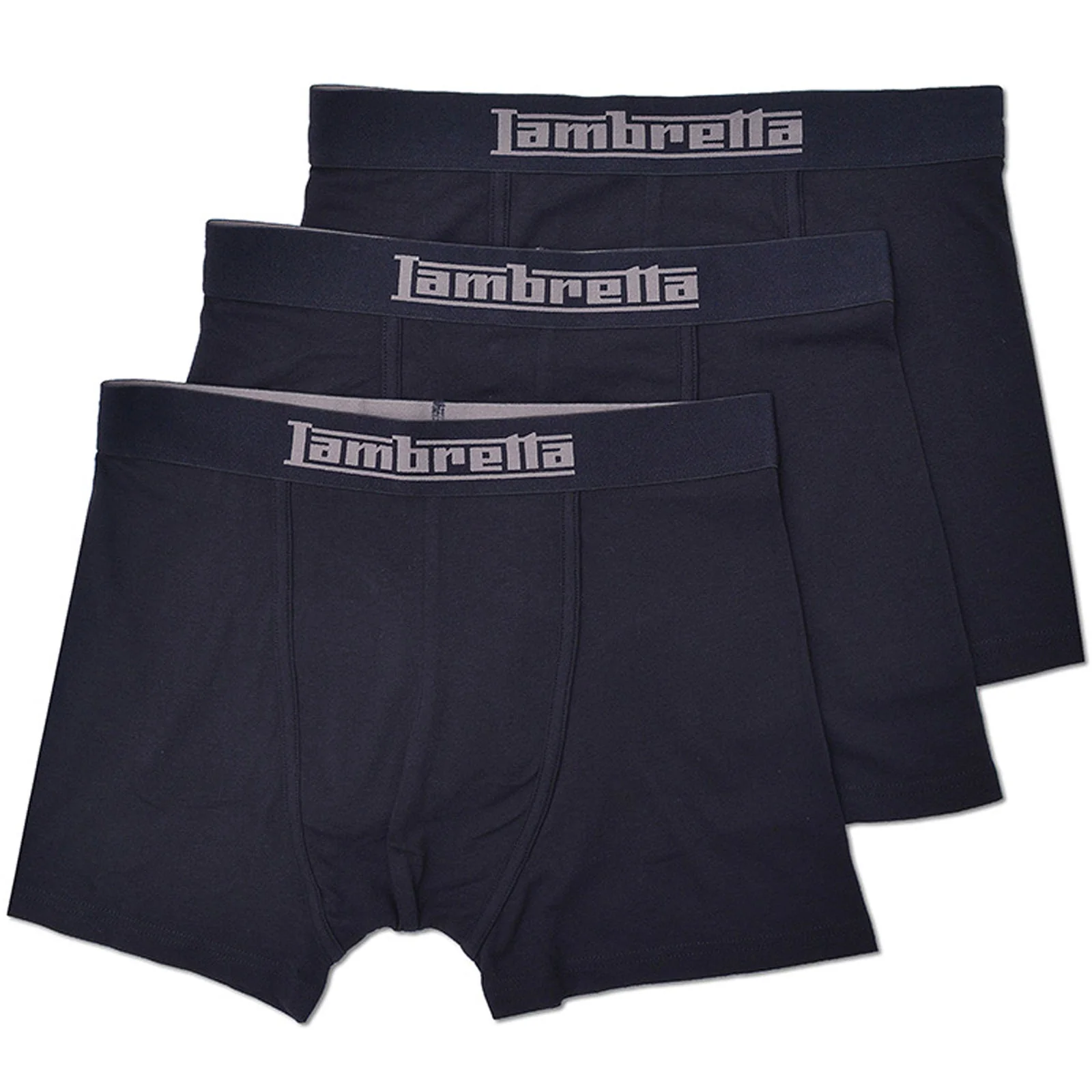 Lambretta Mens 3 Pack Elasticated Boxer Shorts - Black