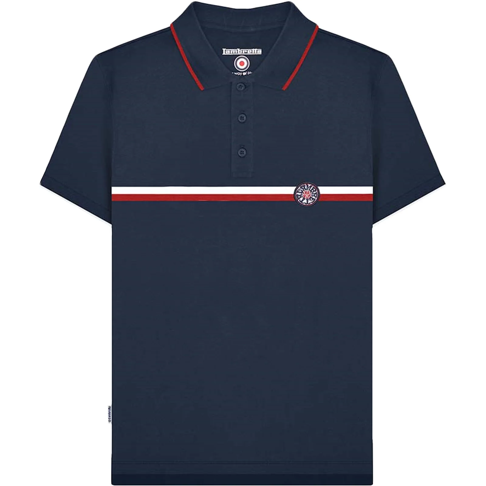 Lambretta Mens Badge Logo Short Sleeve Cotton Polo Shirt - Image 3