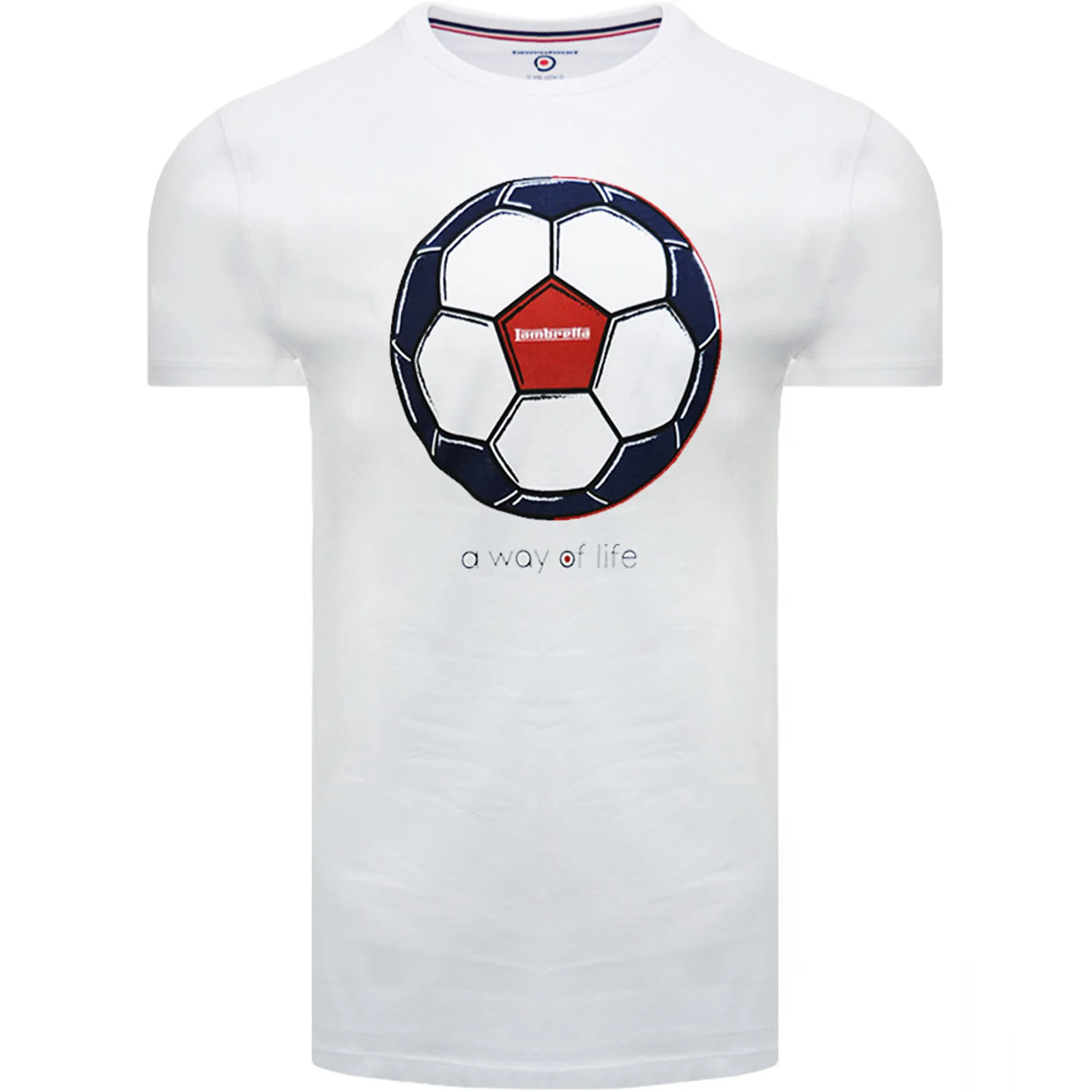 Lambretta Mens Big & Tall King Size Football T-Shirt Tee - White