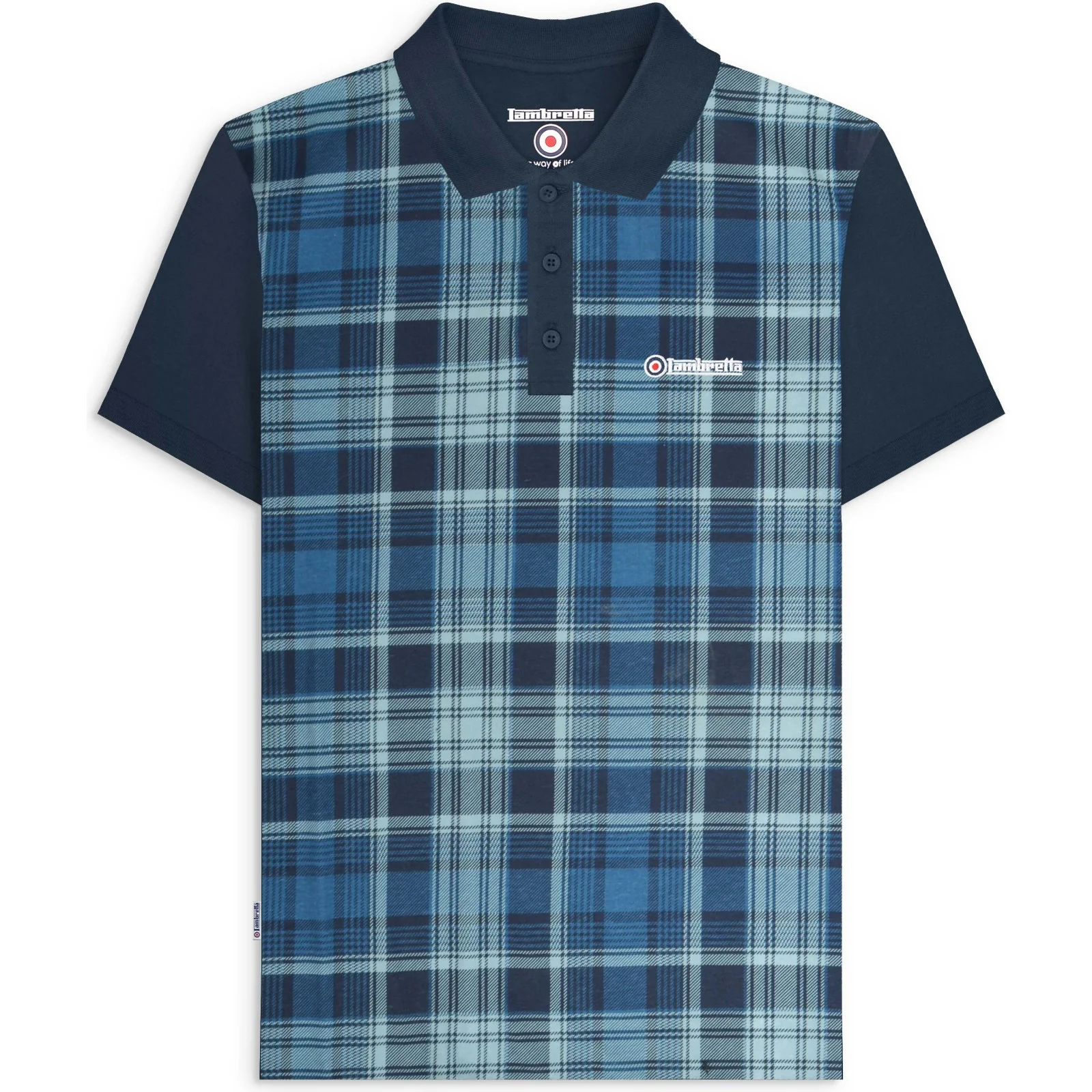 Lambretta Mens Check Print Short Sleeve Polo Shirt - Image 2