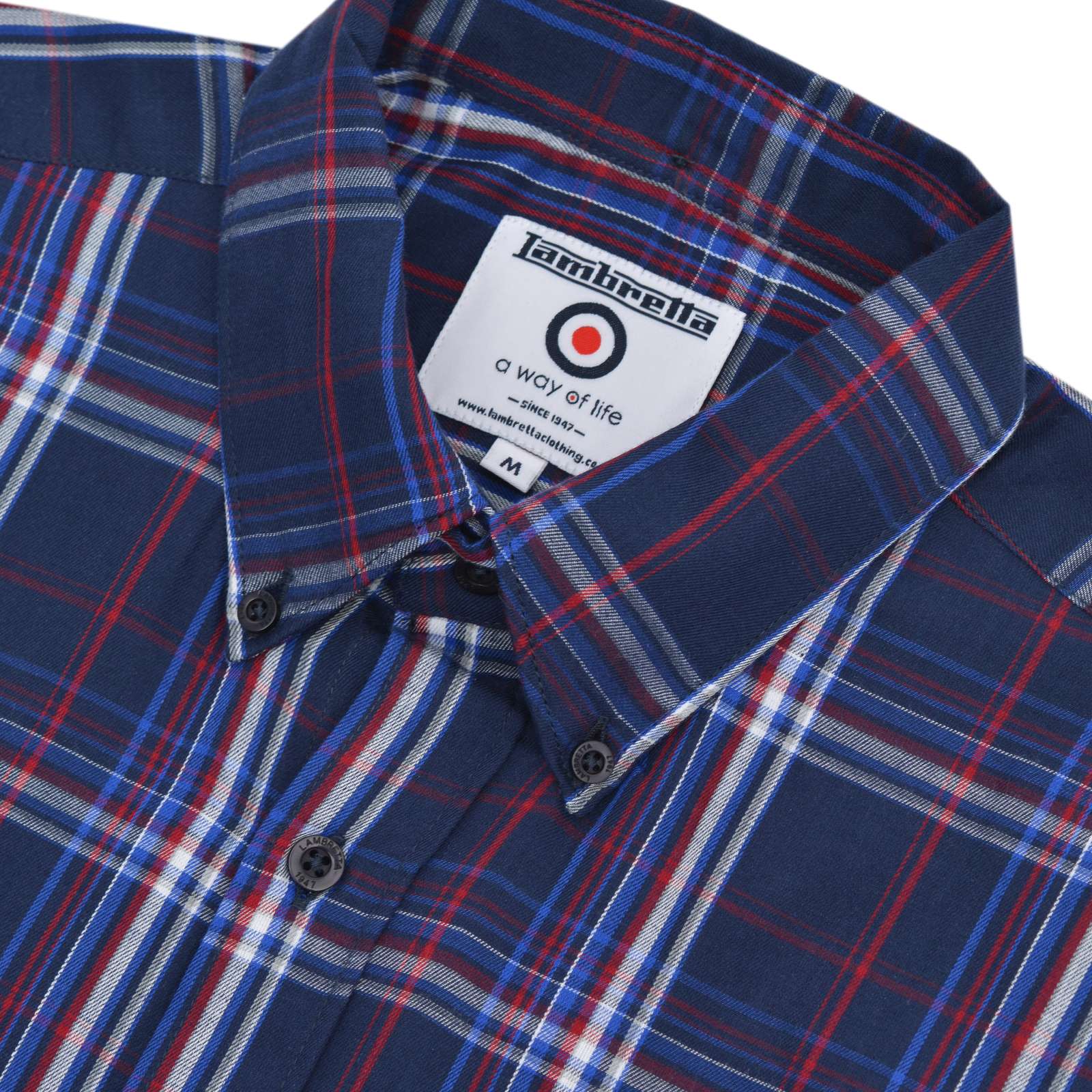 Lambretta Mens Check Shirt Short Sleeve Shirt - Image 3