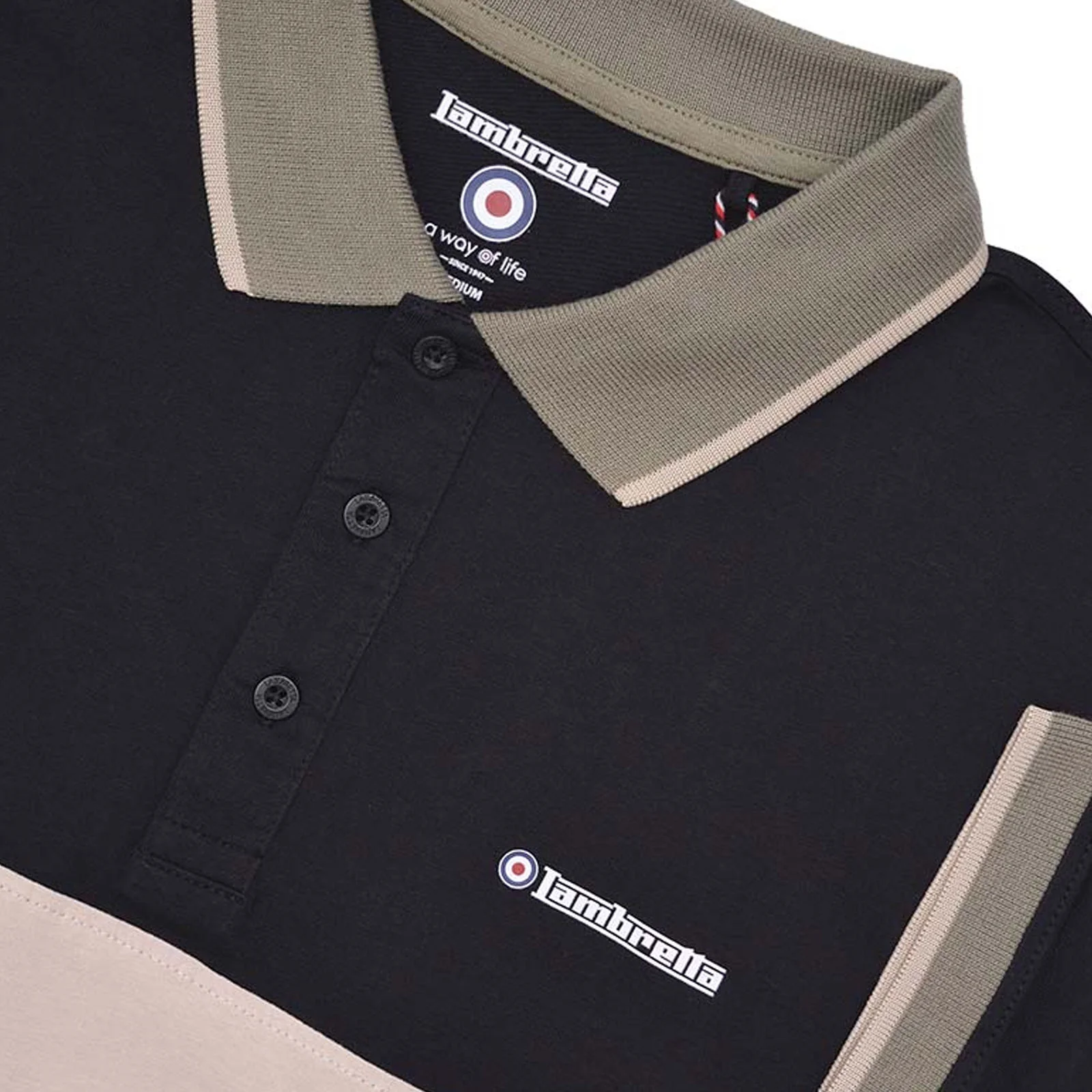 Lambretta Mens Contrast Panel Short Sleeve Polo Shirt - Image 6