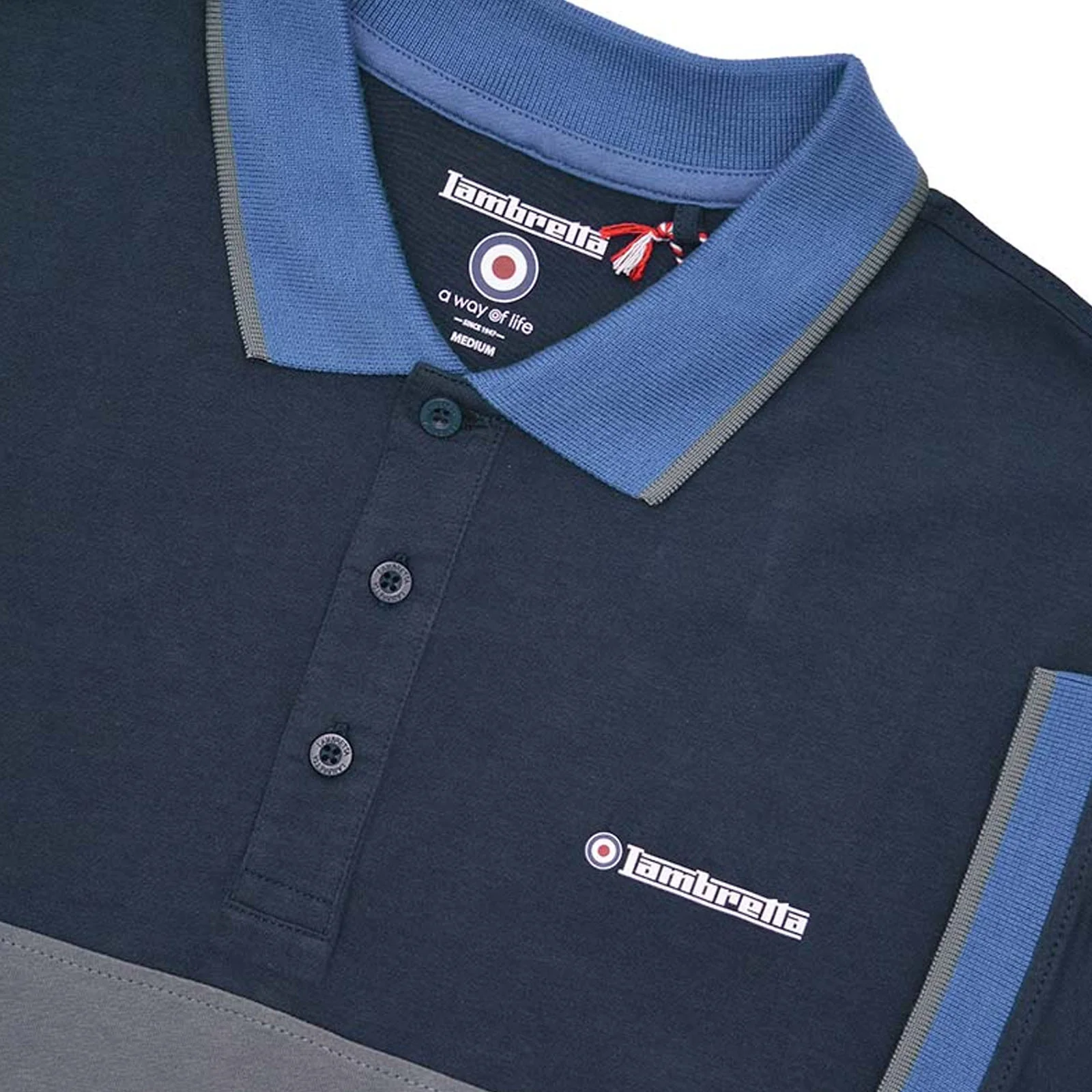 Lambretta Mens Contrast Panel Short Sleeve Polo Shirt - Image 7