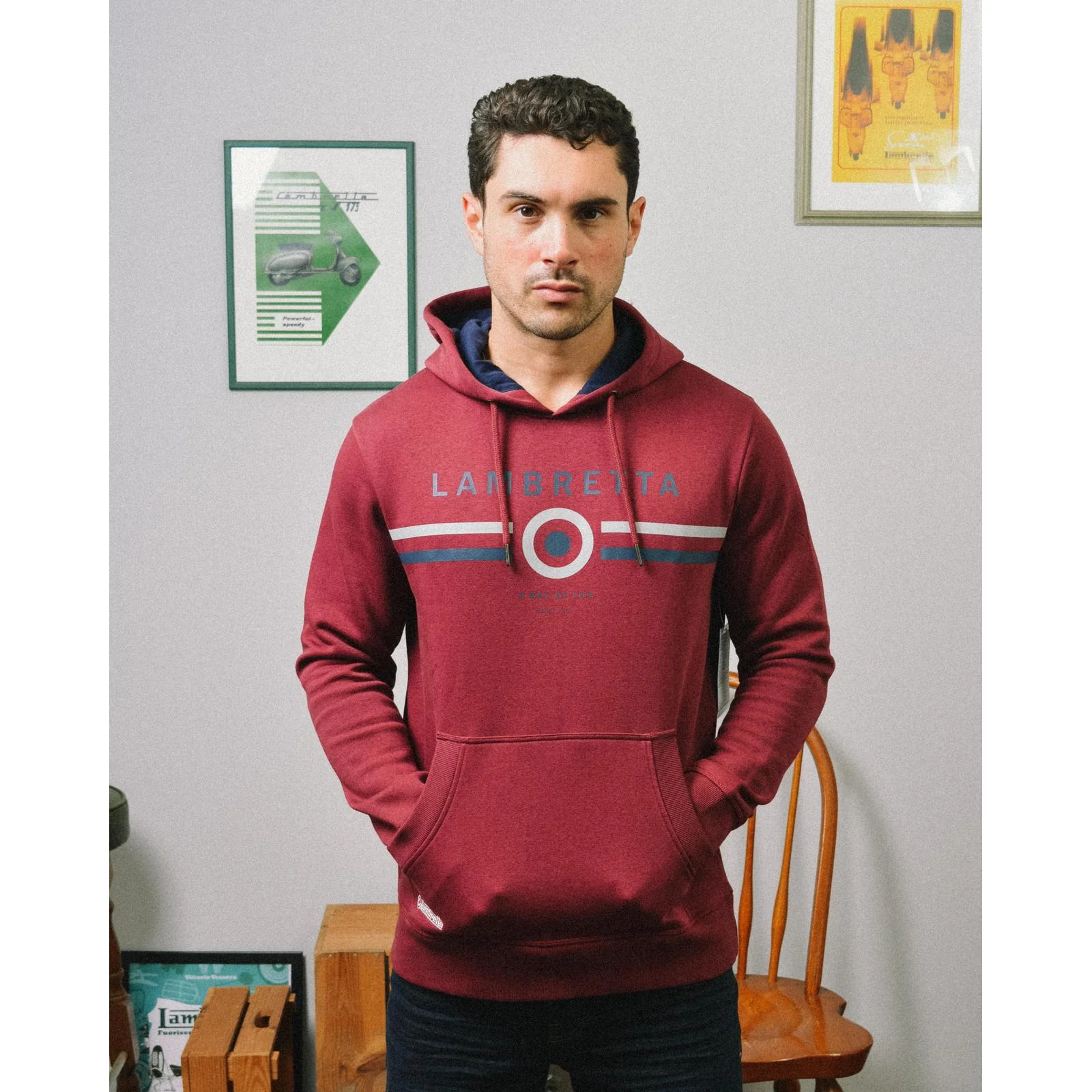 Lambretta Mens Contrast Target Hoodie - Image 4