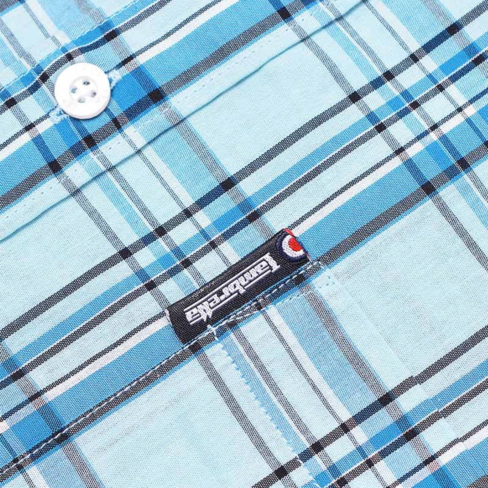 Lambretta Mens Cotton Check Shirt - Arctic/Blue - Image 3