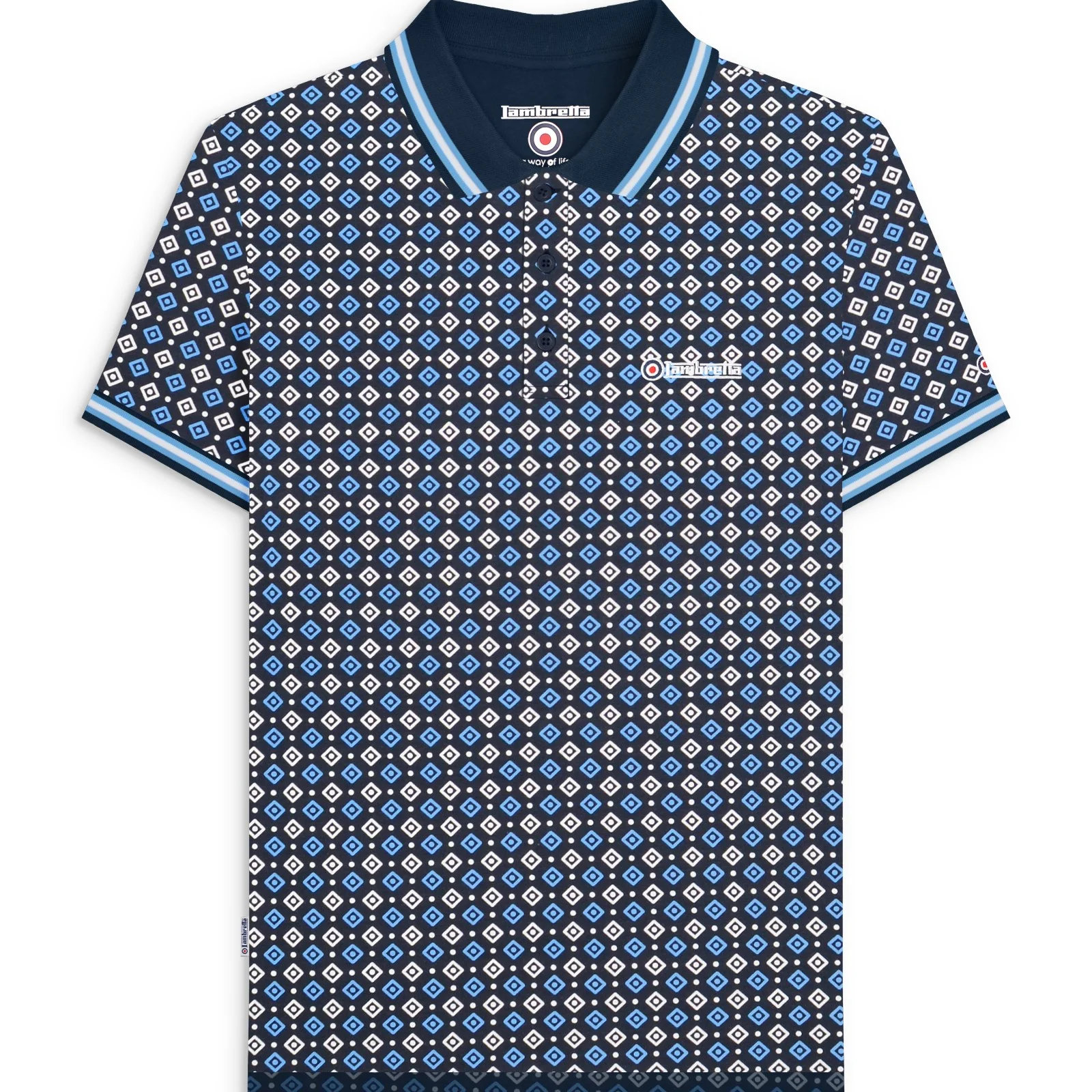 Lambretta Mens Geometric Allover Print Polo Shirt - Image 8