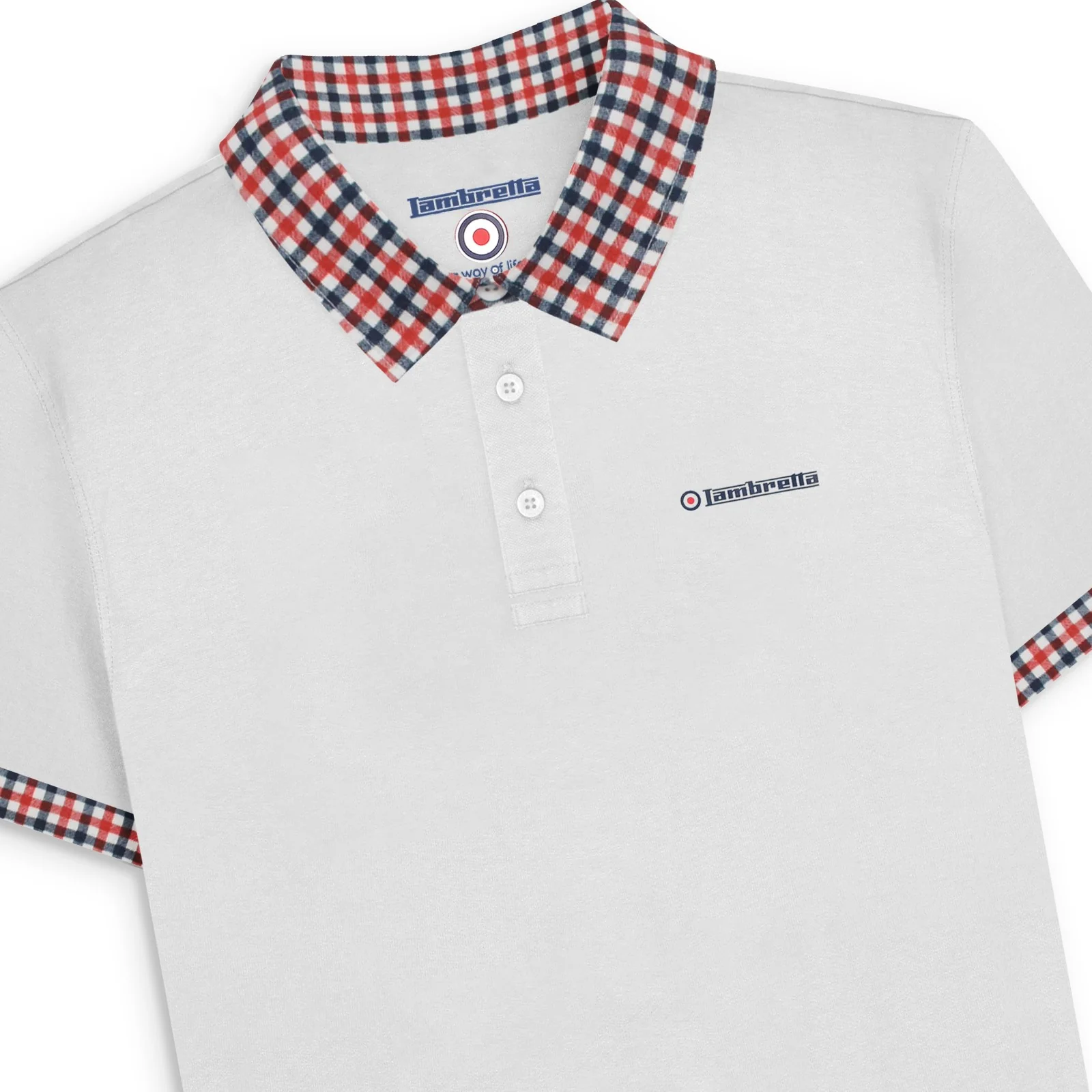 Lambretta Mens Gingham Collar Short Sleeve Polo Shirt - Image 10
