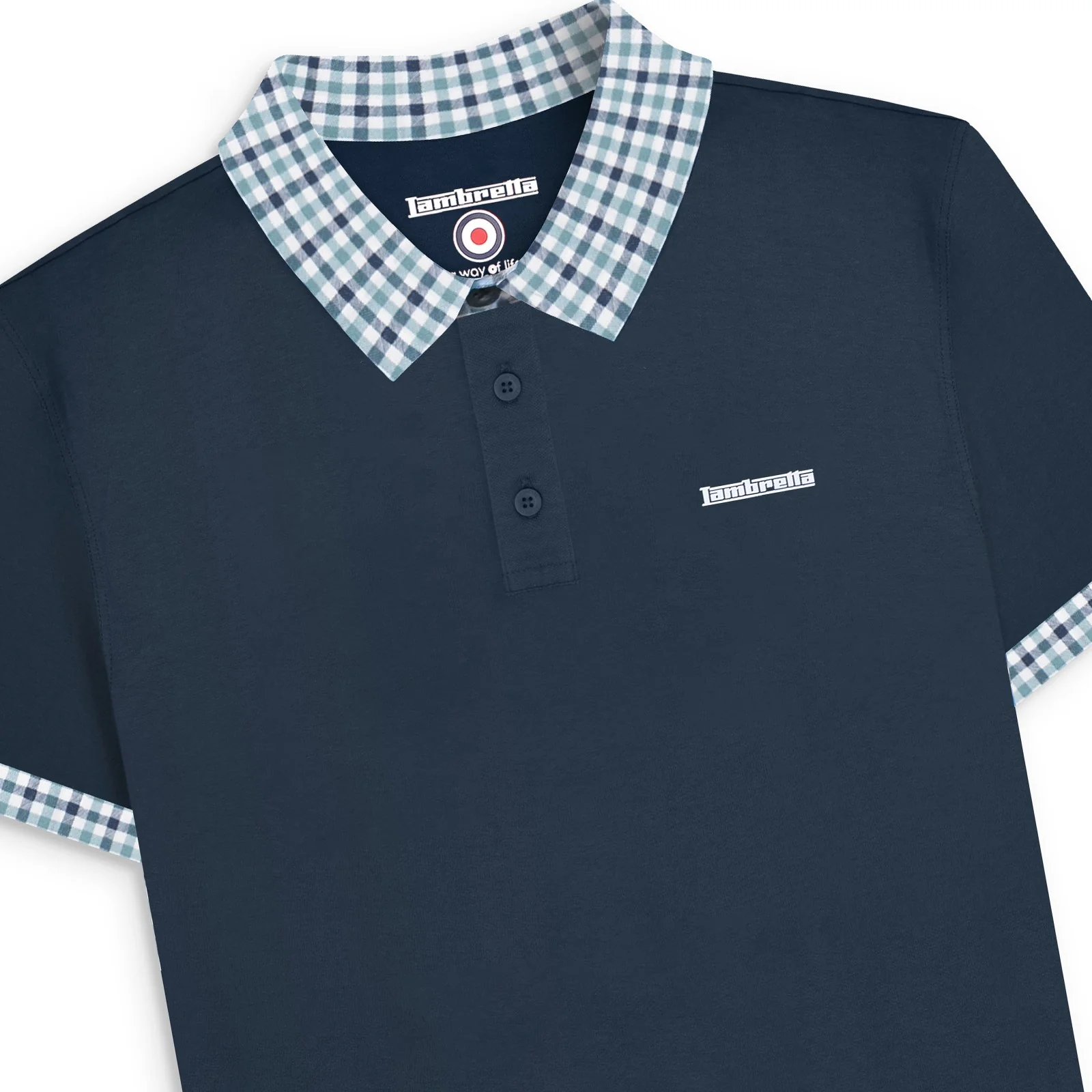 Lambretta Mens Gingham Collar Short Sleeve Polo Shirt - Image 11