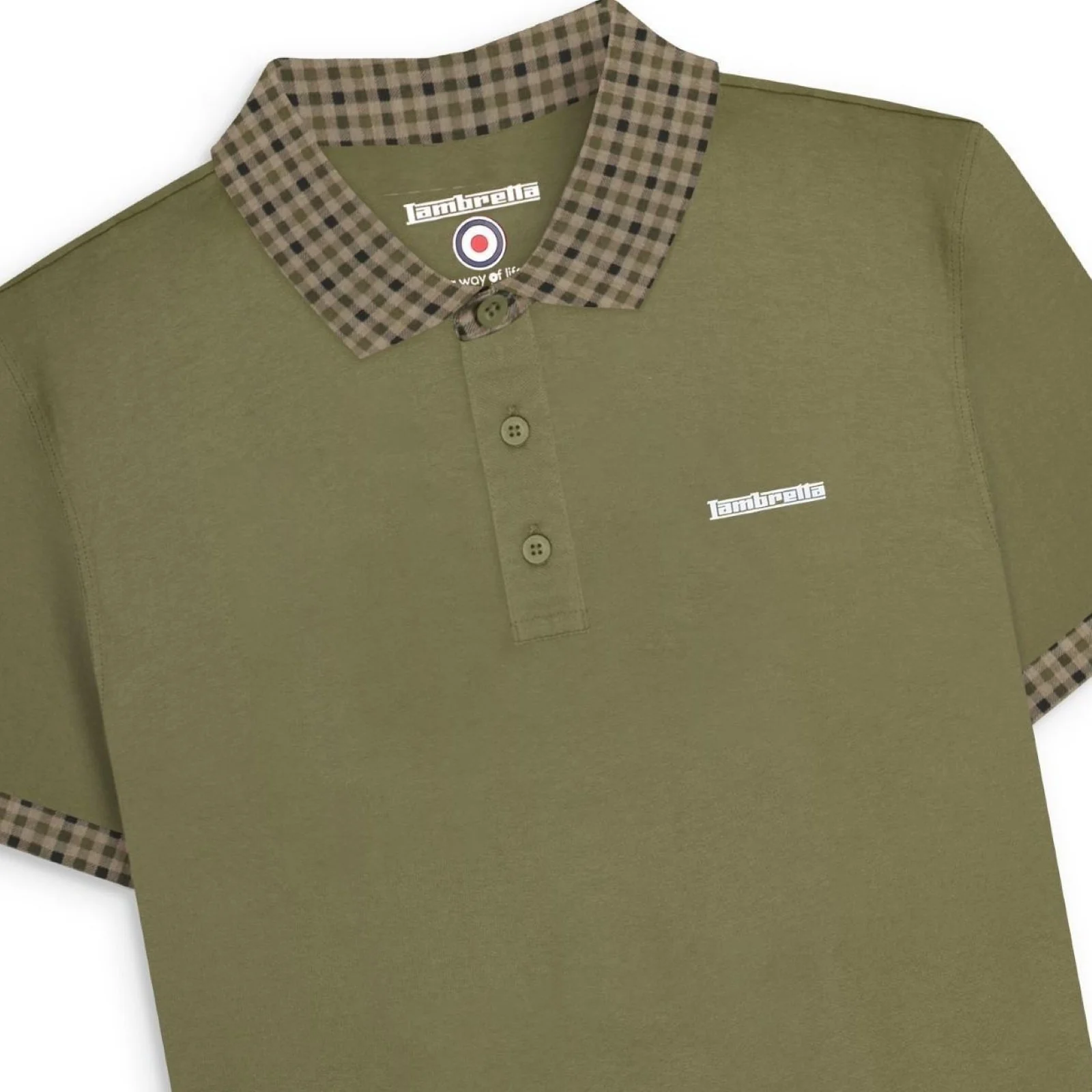 Lambretta Mens Gingham Collar Short Sleeve Polo Shirt - Image 13