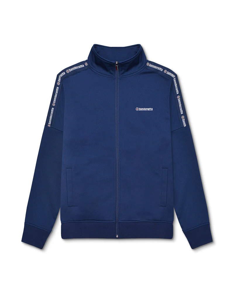 Lambretta Mens Half Taped Full Zip High Collar Track Jacket - Image 3