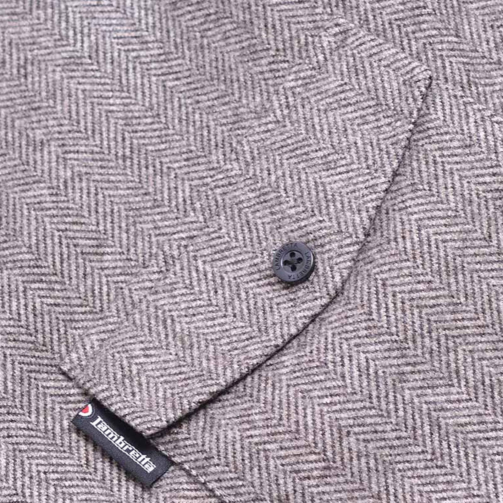 Lambretta Mens Herringbone Overshirt - Beige/Brown - Image 3