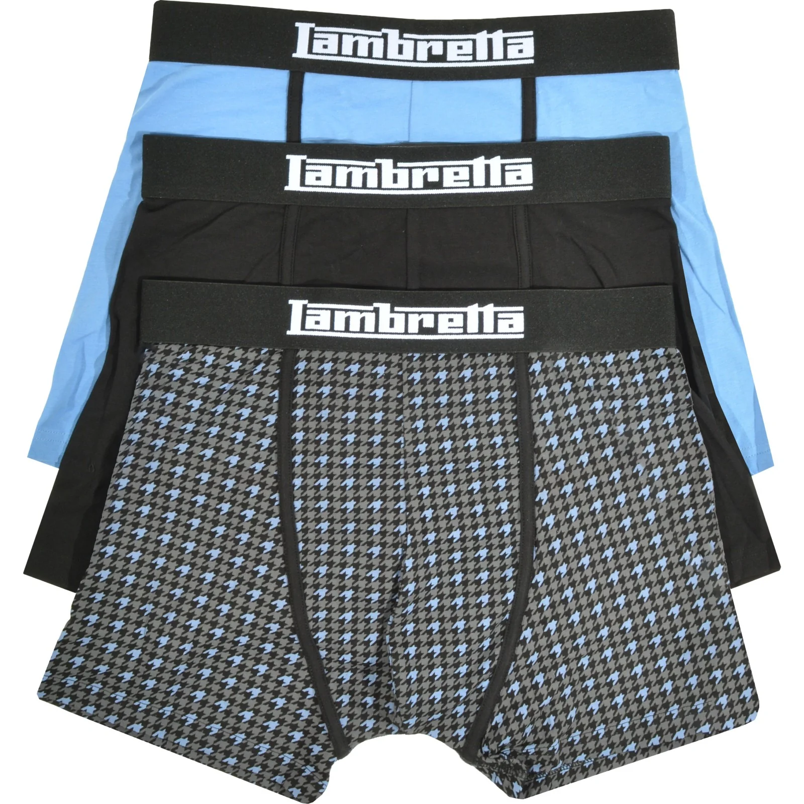 Lambretta Mens Houndstooth 3 Pack Boxer Shorts