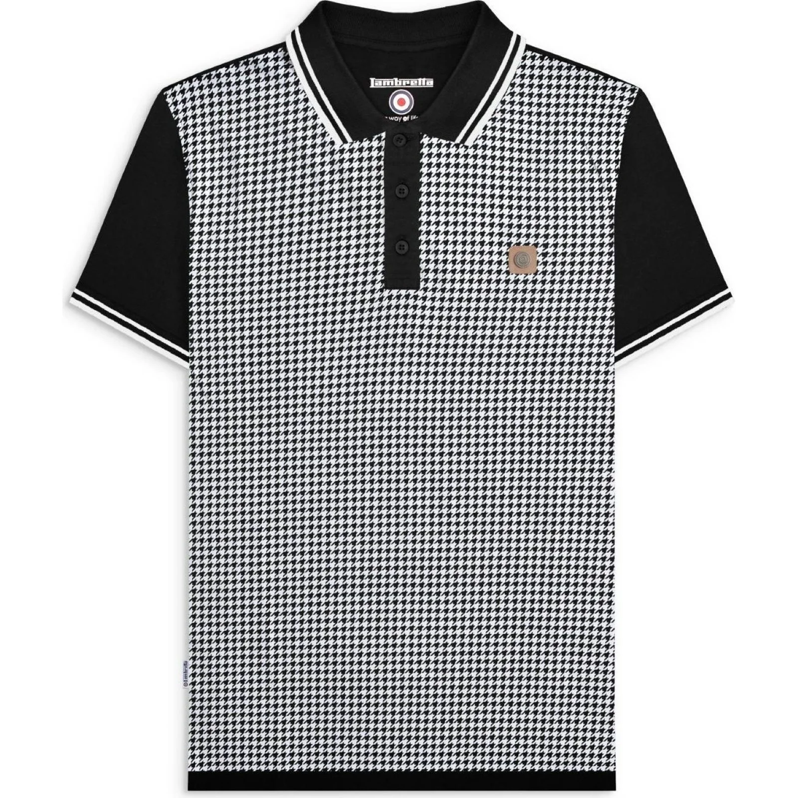 Lambretta Mens Houndstooth Short Sleeve Polo Shirt - Image 5
