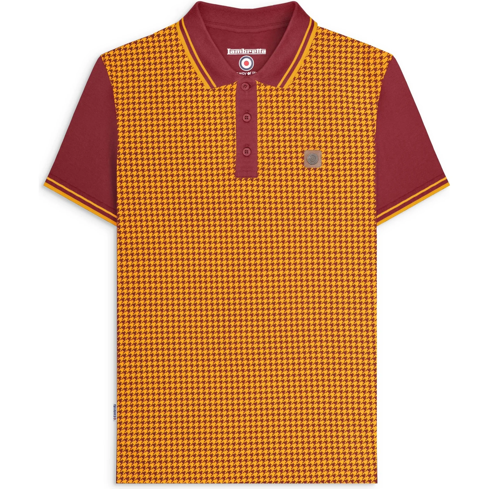 Lambretta Mens Houndstooth Short Sleeve Polo Shirt - Image 7