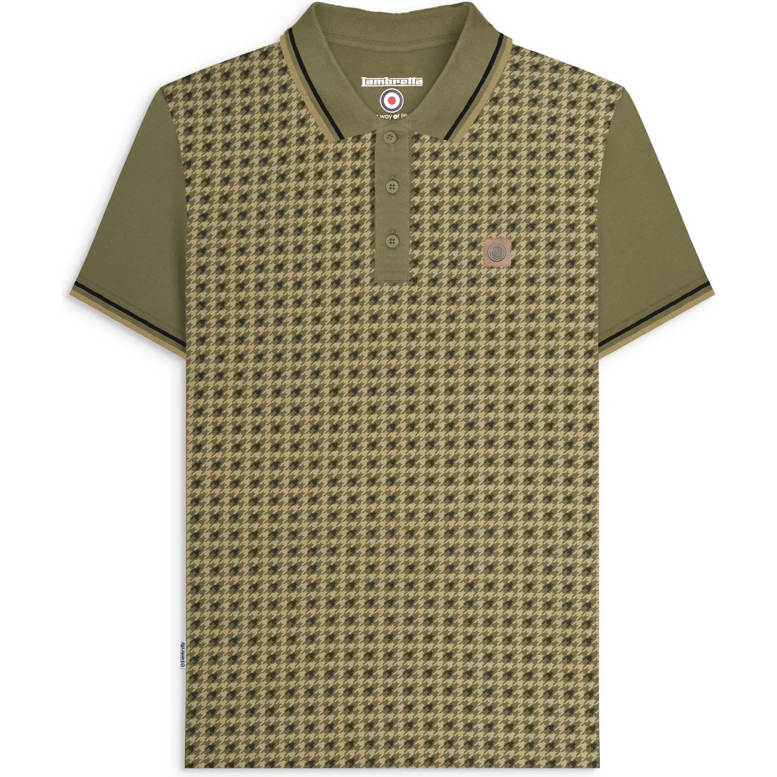 Lambretta Mens Houndstooth Short Sleeve Polo Shirt - Image 8