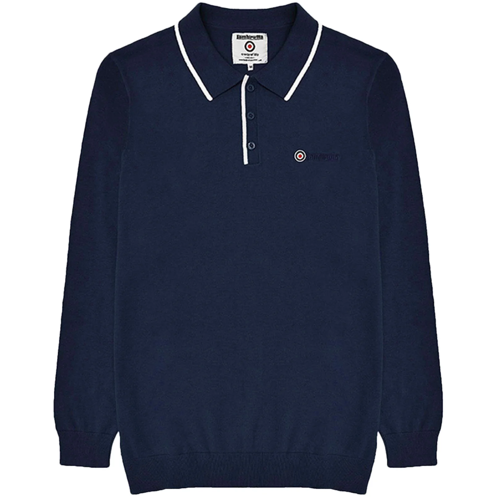 Lambretta Mens Knitted Long Sleeve Polo Shirt - Image 3