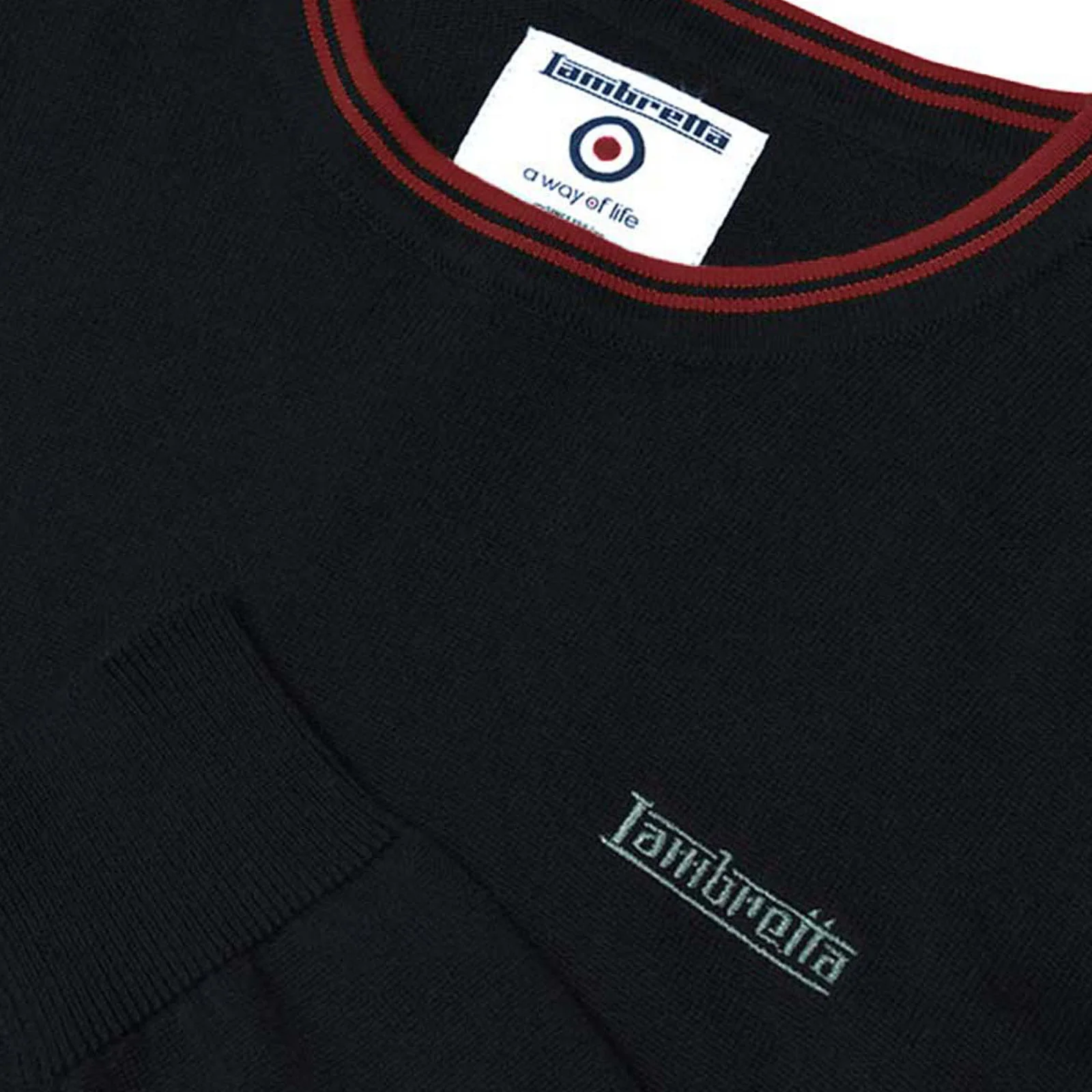 Lambretta Mens Knitted Tipped Long Sleeve Jumper - Image 9