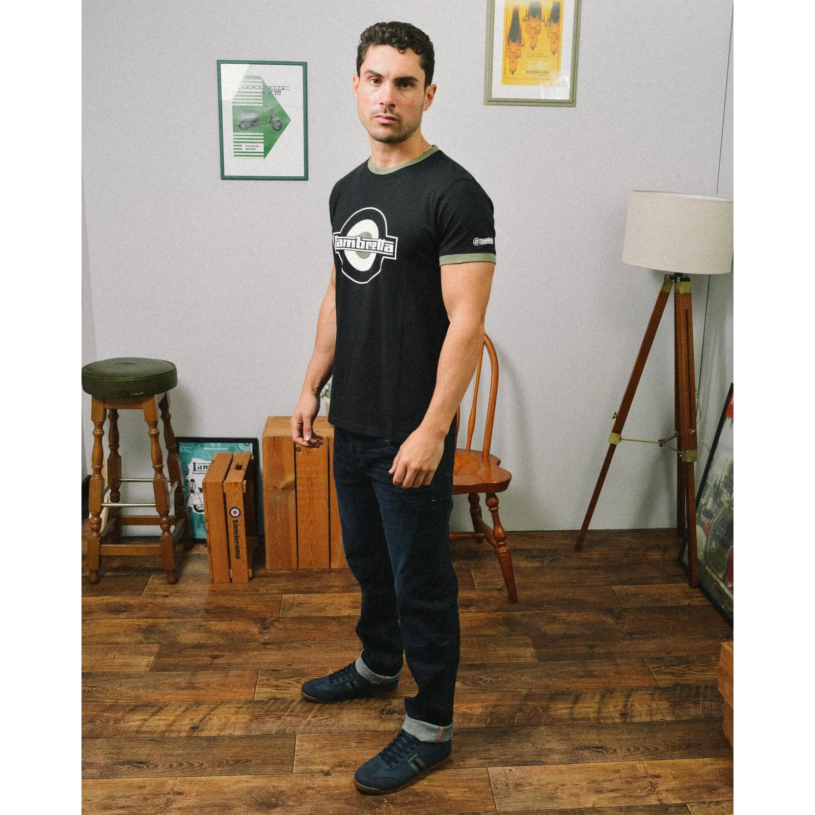 Lambretta Mens Logo Ringer Crew Neck Cotton T-Shirt - Image 18