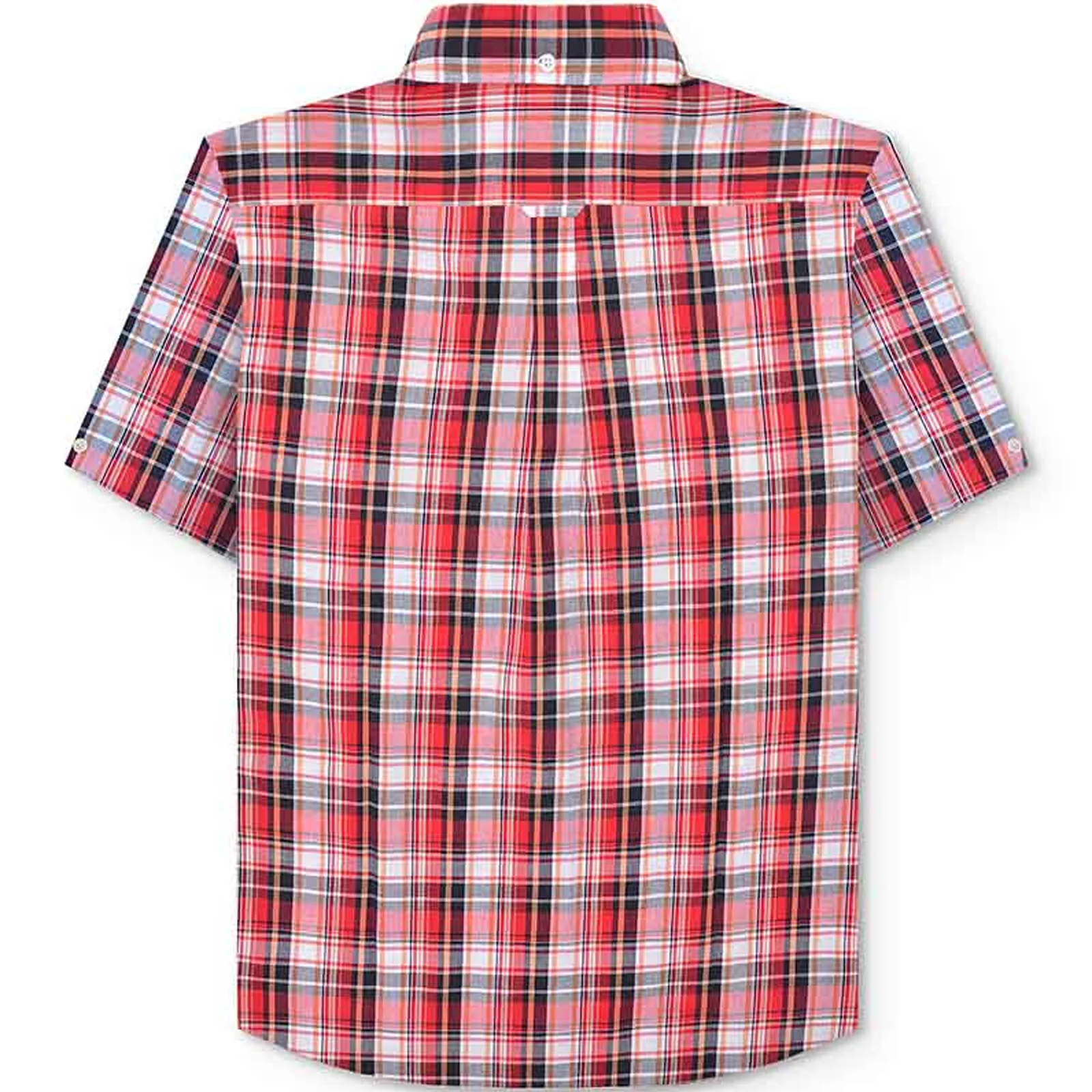 Lambretta Mens Multi Check Short Sleeve Button Down Collar Shirt - Red/White - Image 2