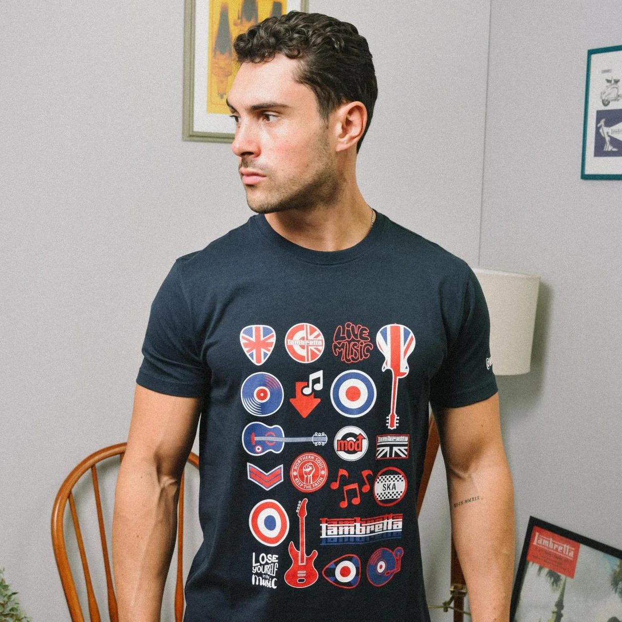 Lambretta Mens Music Icon Short Sleeve Graphic T-Shirt - Image 17