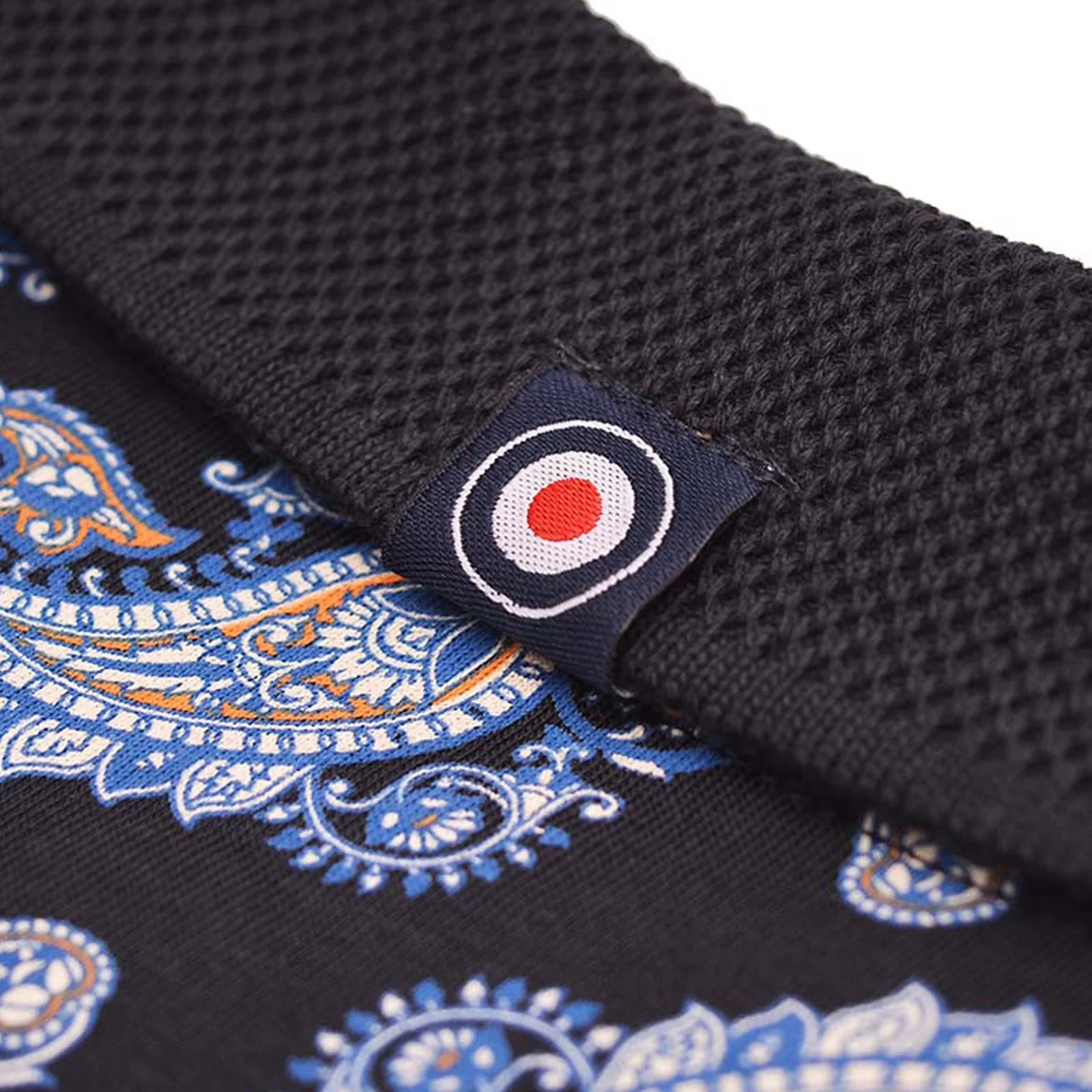 Lambretta Mens Paisley All Over Pattern Short Sleeve Polo Shirt - Navy - Image 5