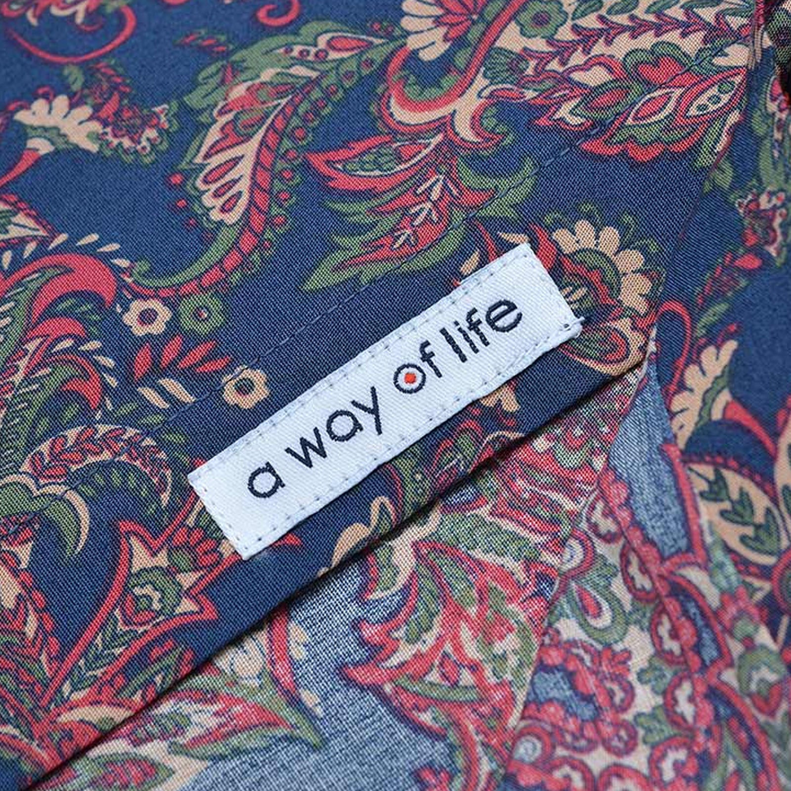 Lambretta Mens Paisley Long Sleeve Button Down Collar Shirt - Navy/Red - Image 5