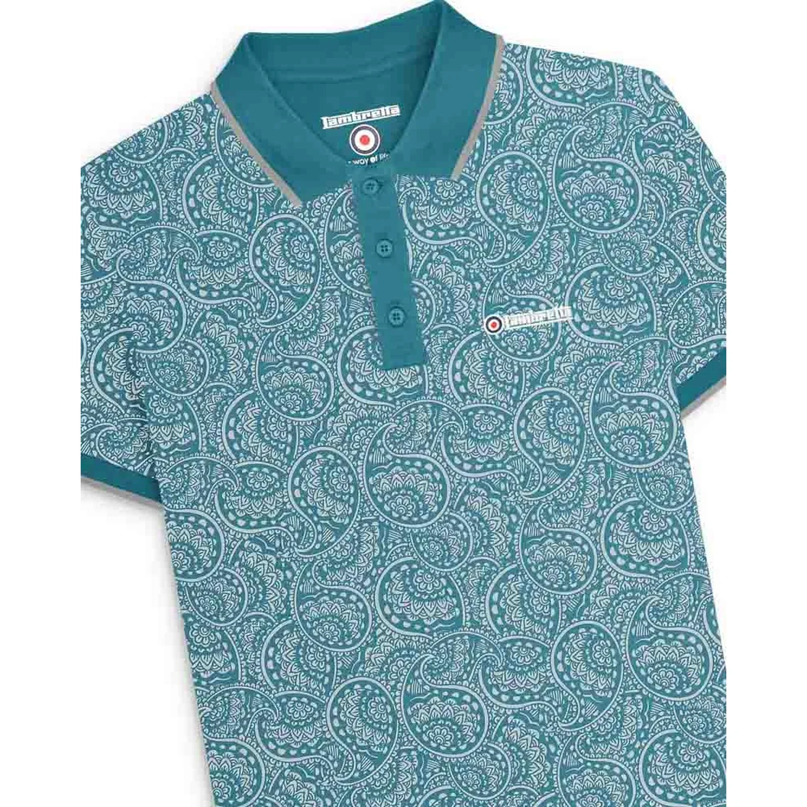 Lambretta Mens Paisley Tonal Polo Shirt - Image 2