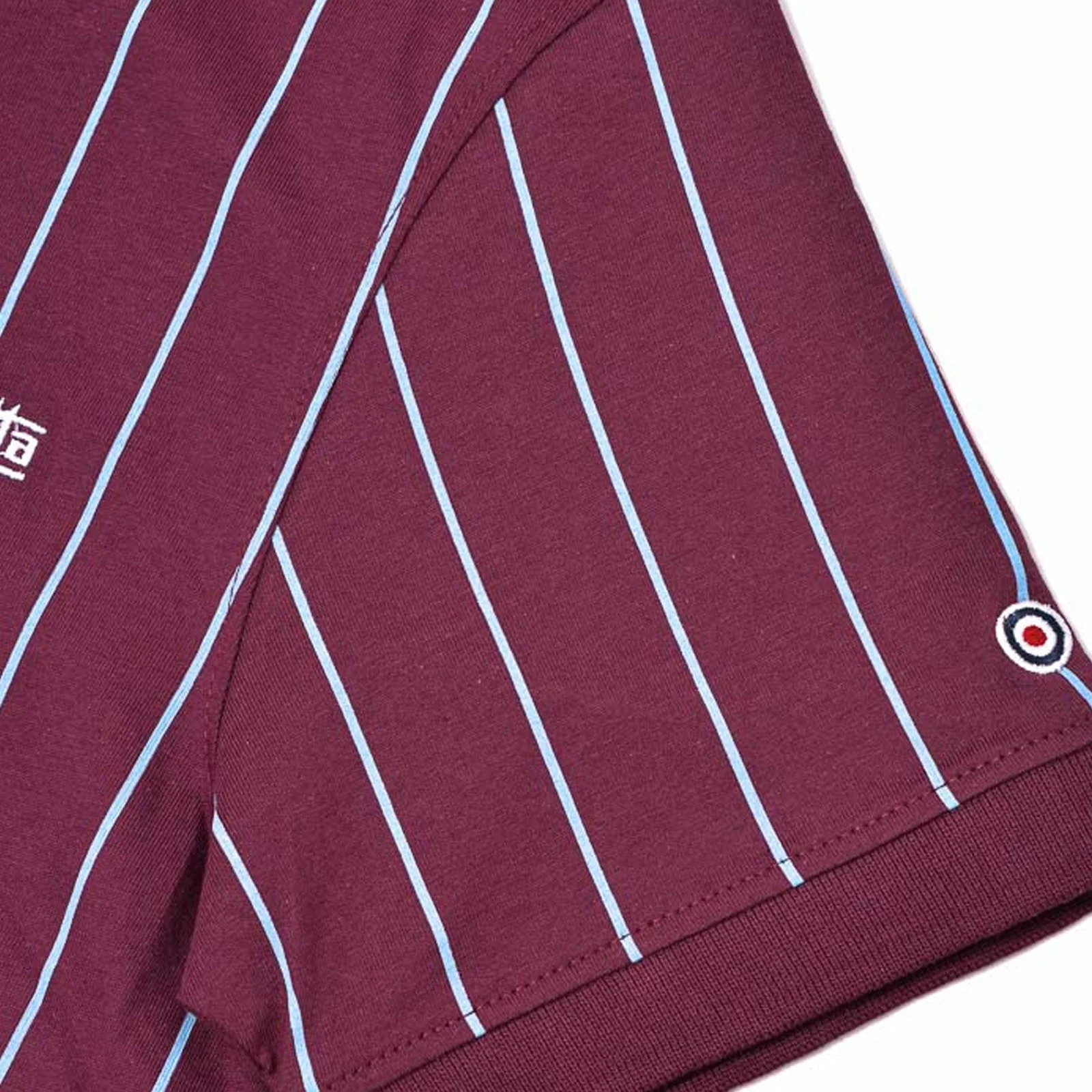 Lambretta Mens Pinstripe Short Sleeve 3 Button Placket Cotton Polo Shirt Top - Image 6