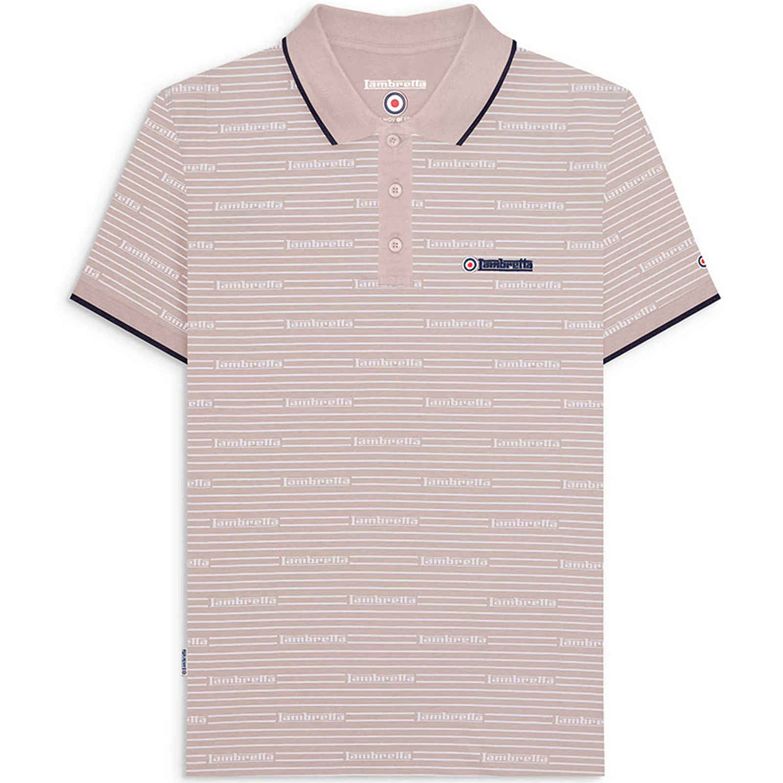 Lambretta Mens Repeat Logo Short Sleeve Polo Shirt - Image 3