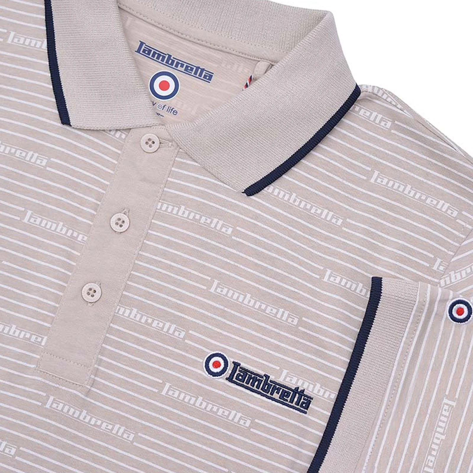 Lambretta Mens Repeat Logo Short Sleeve Polo Shirt - Image 7