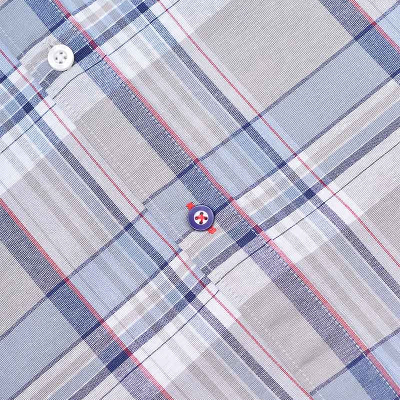 Lambretta Mens Retro Checked Short Sleeve Button Down Shirt - Khaki - Image 5